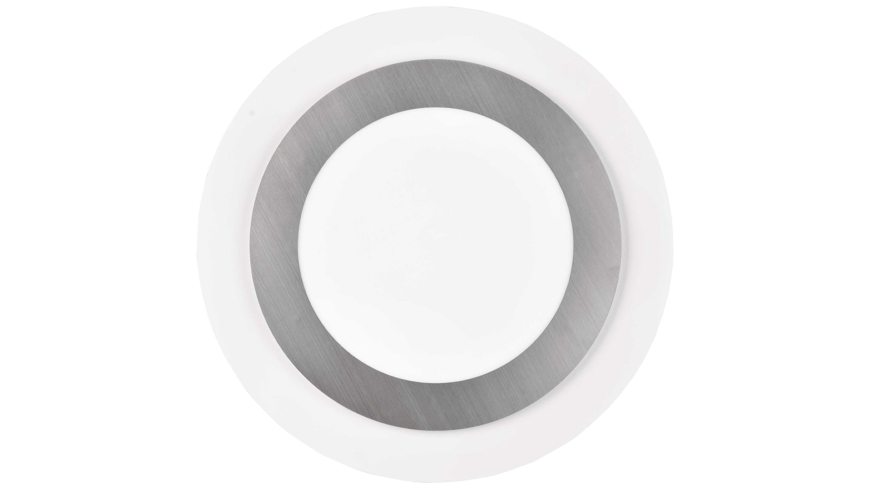 Runde Deckenleuchte mit grauem Ring und weißem Diffusor Runde Deckenleuchte mit weißem Diffusor und grauem Ring in der Mitte