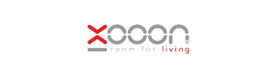 Logo der Möbelmarke XOOON mit rotem „X“ und schwarzem Schriftzug