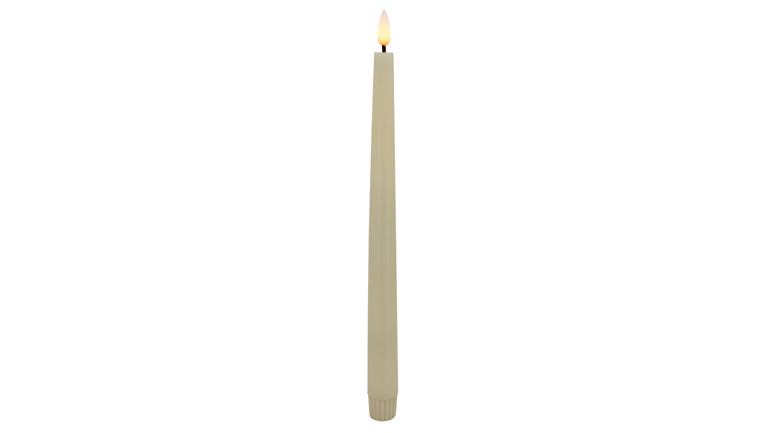 Zweiteiliges Set cremefarbener LED-Stabkerzen mit flackernder Flamme