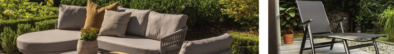 Breites Headerbild mit Gartenlounge und Pflanzen für Desktop-Kategorieseiten