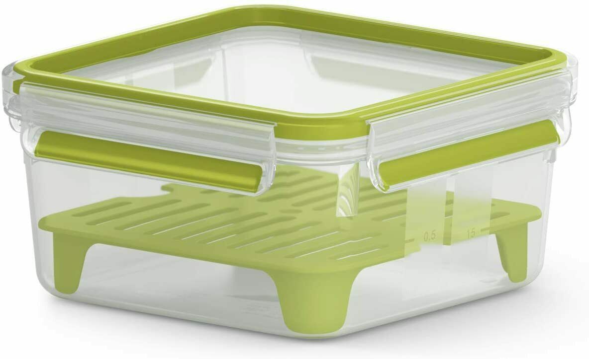 Sandwichbox XL Clip & Go inkl. Gittereinsatz 1,3L transparent grün quadratisch