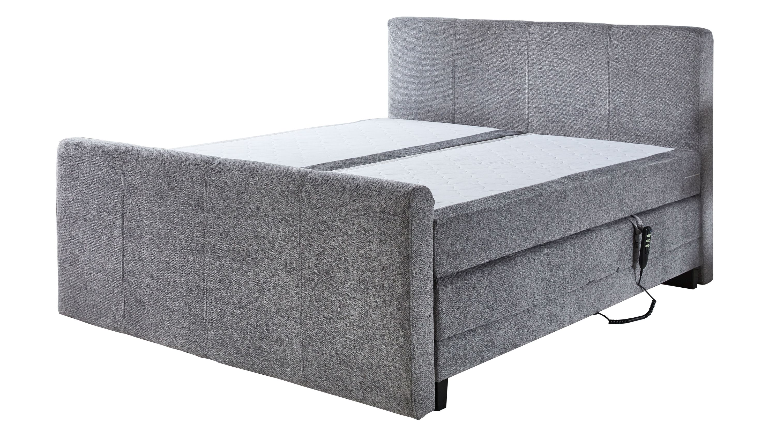 Boxspringbett Lockport mit Motor silberfarbener Samtbezug 50515-720  Liegefläche ca. 180 x 200 cm