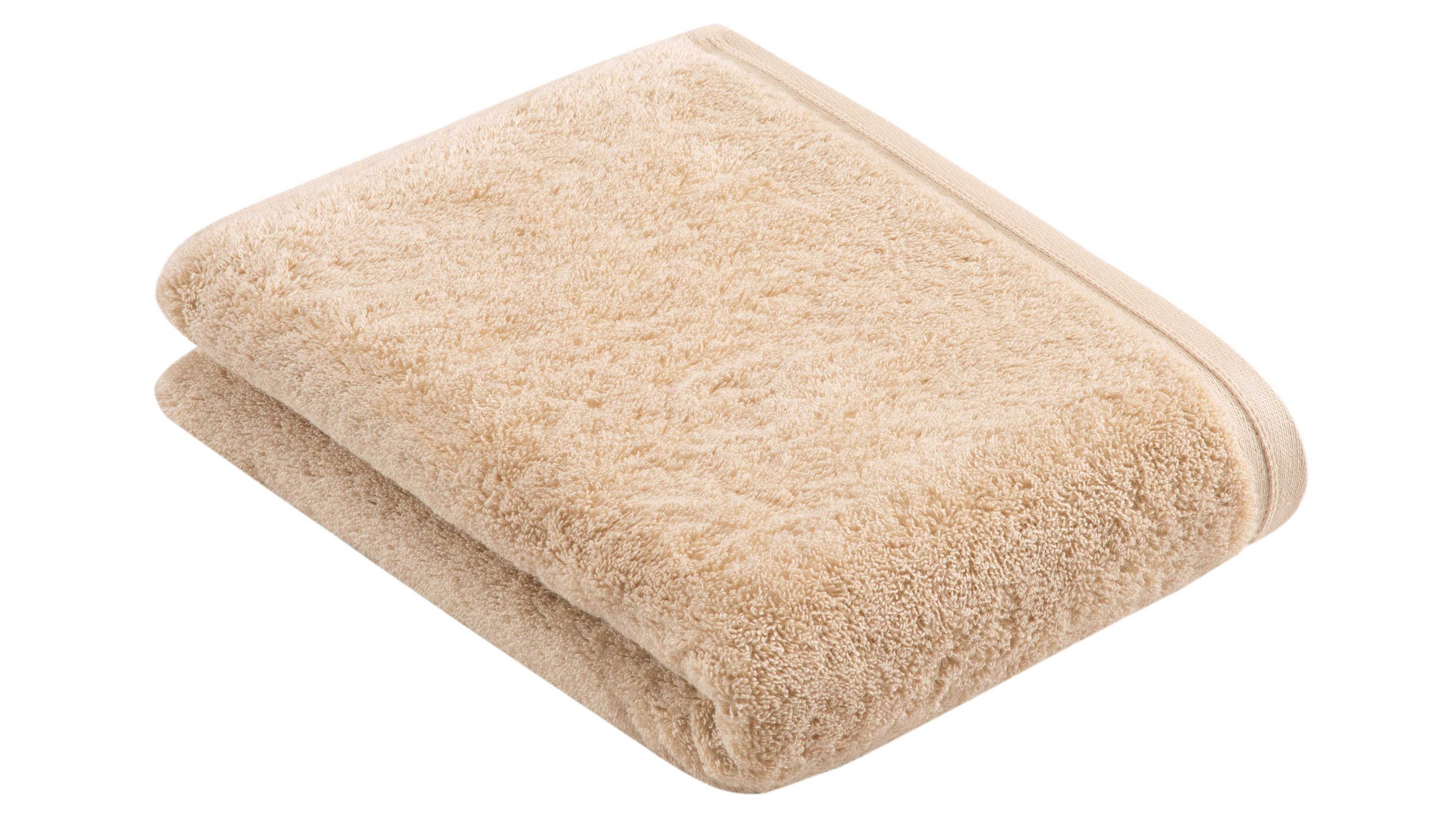 Gefaltetes einfarbiges Duschtuch in beige mit weicher Oberfläche