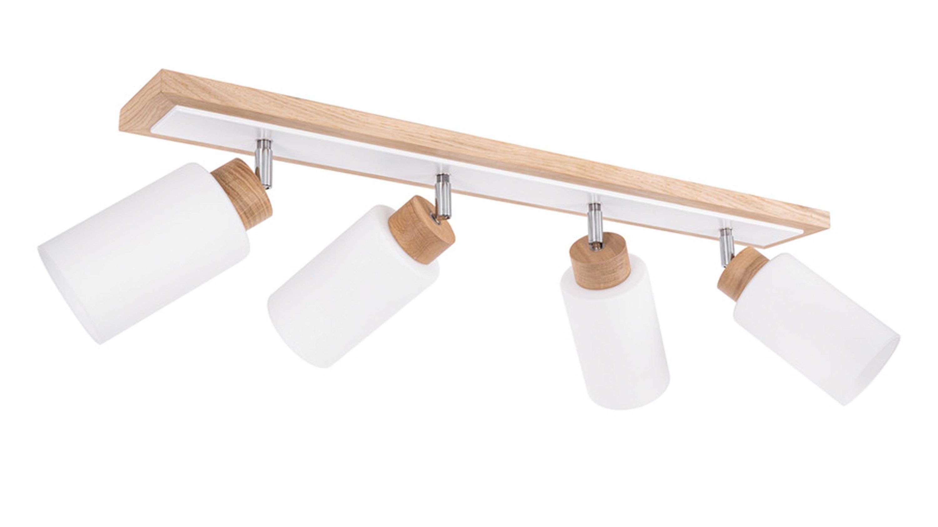 SPOT LIGHT Leuchten Serie Brianna - Deckenleuchte als Strahler weißes Glas & Eichenholz - Länge ca. 80 cm