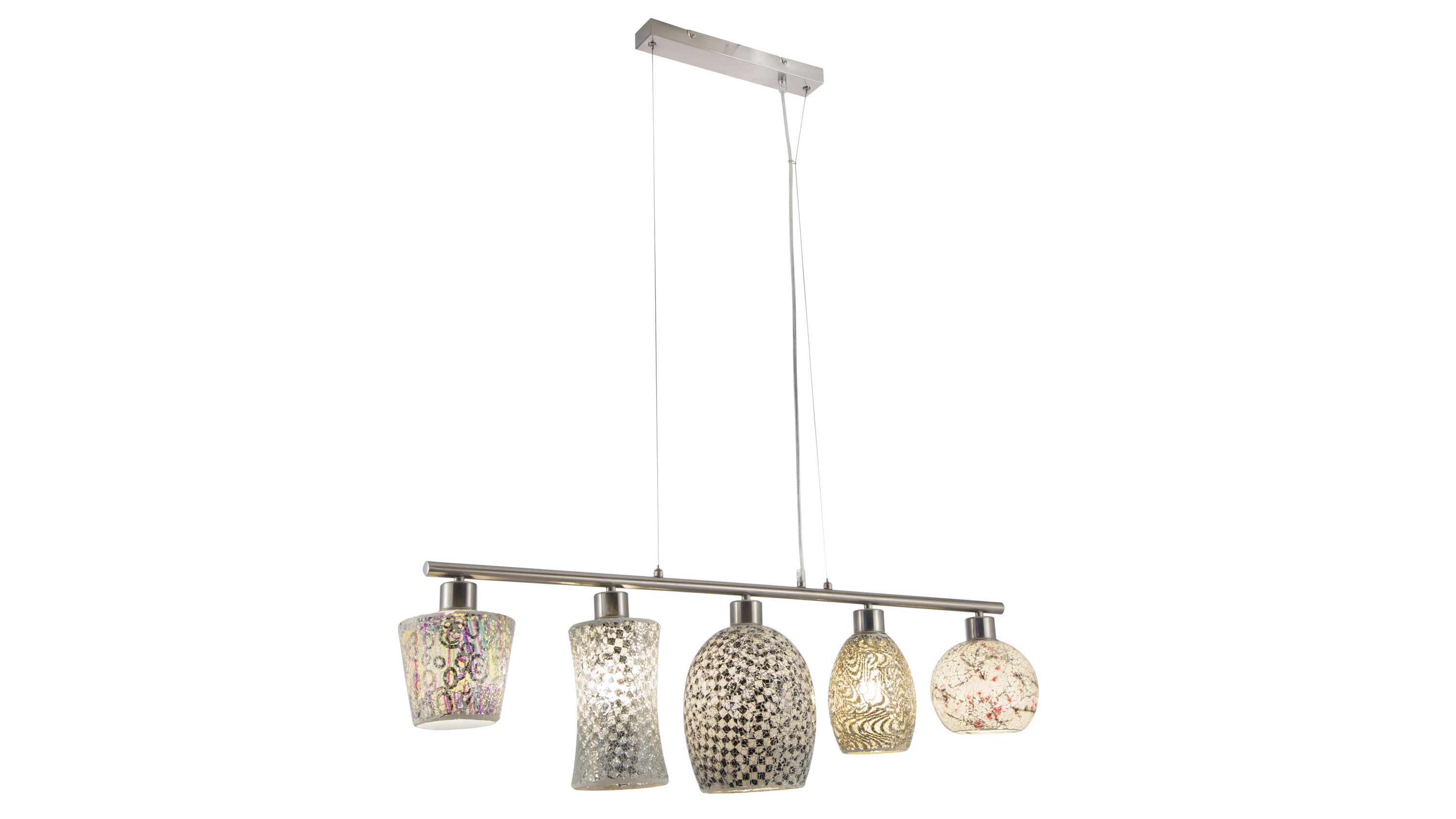 GLOBO Hängelampe Arezzo mehrfarbiges Glas & Nickel - Länge ca. 90 cm