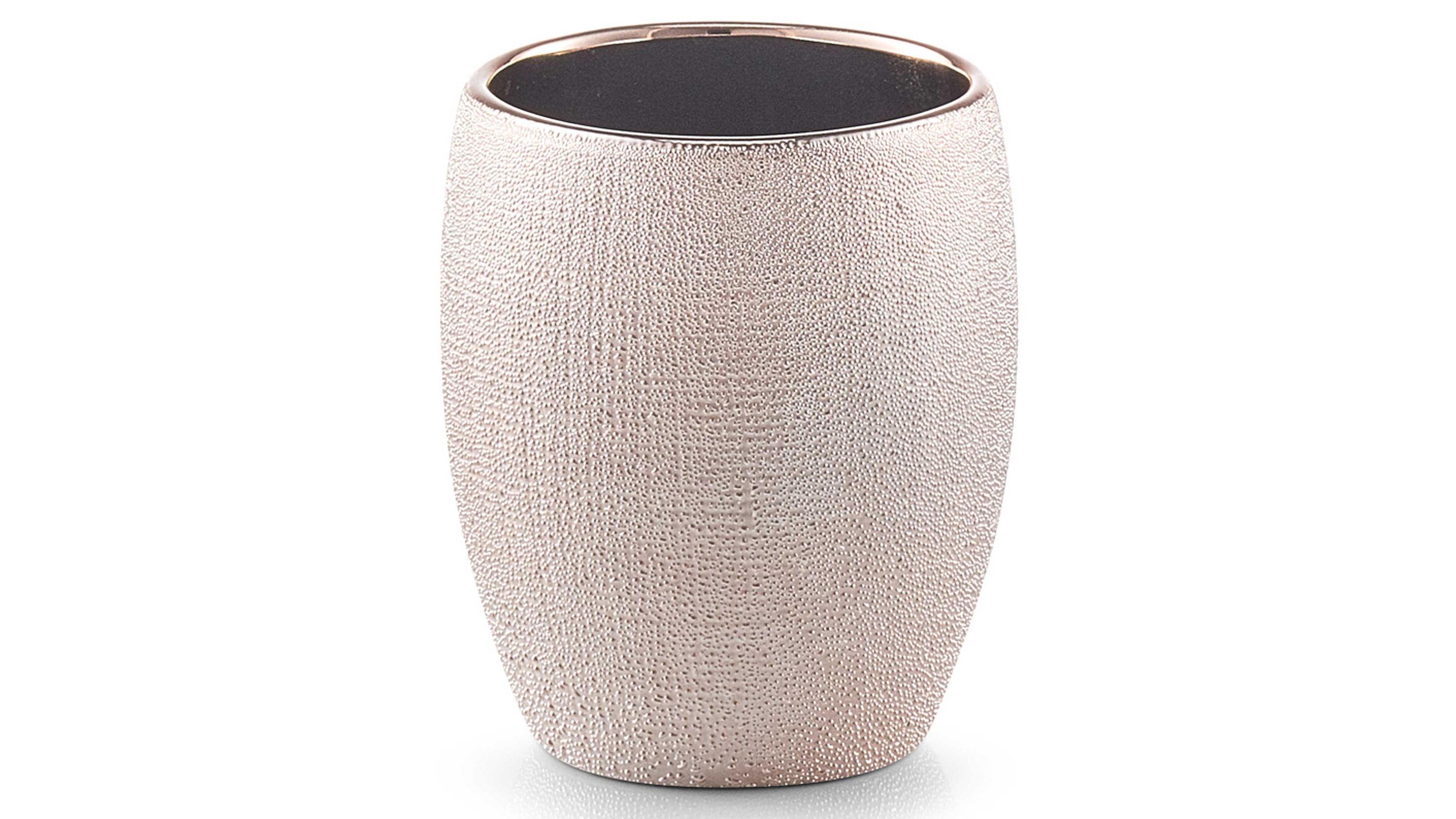 zeller PRESENT Zahnputzbecher Glitter roségoldfarbenes Steinzeug  Durchmesser ca. 8 cm