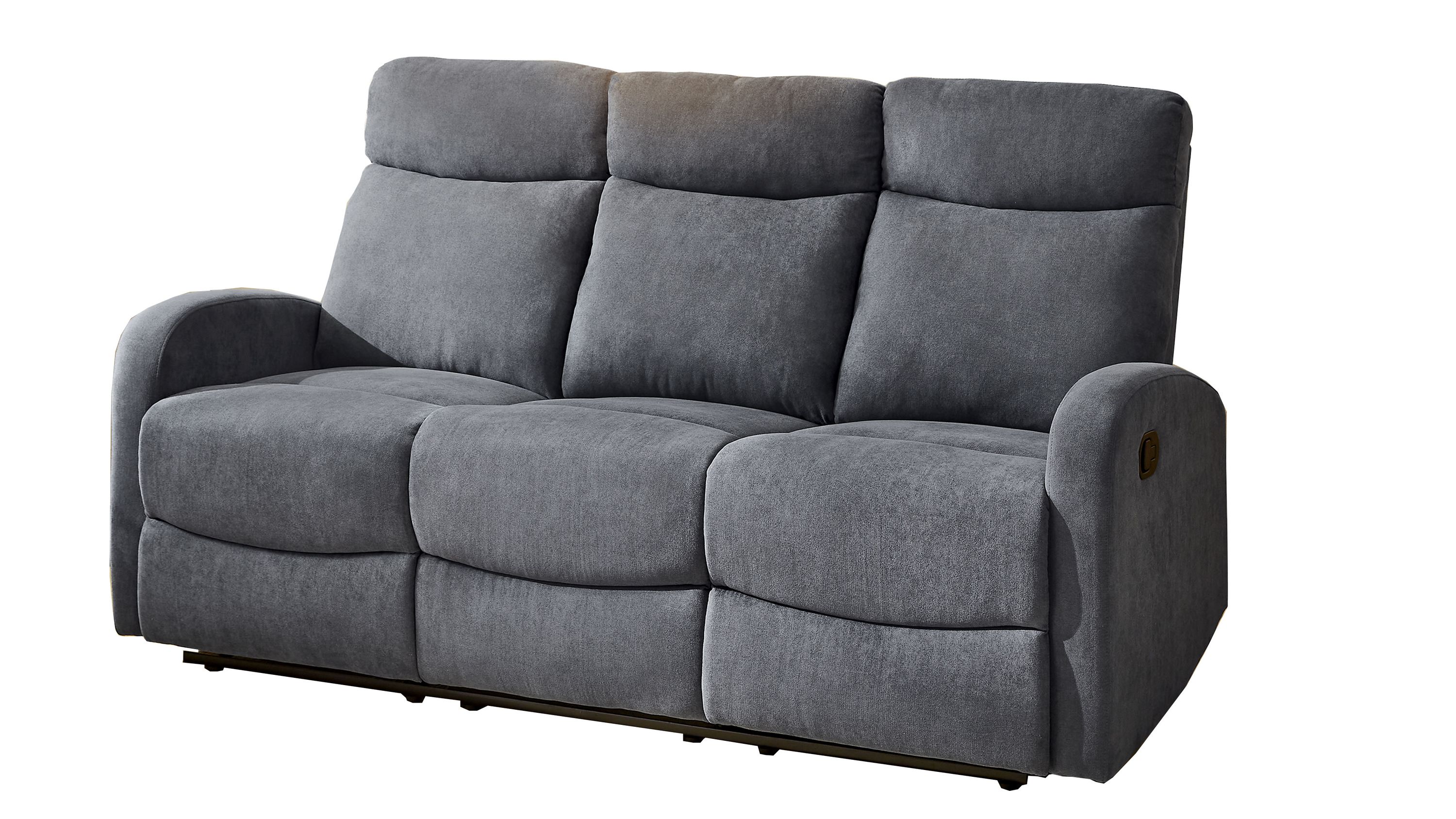 Dreisitziges Sofa mit grauem Stoffbezug Dreisitziges Sofa mit grauem Webstoffbezug und schwarzem Metallgestell