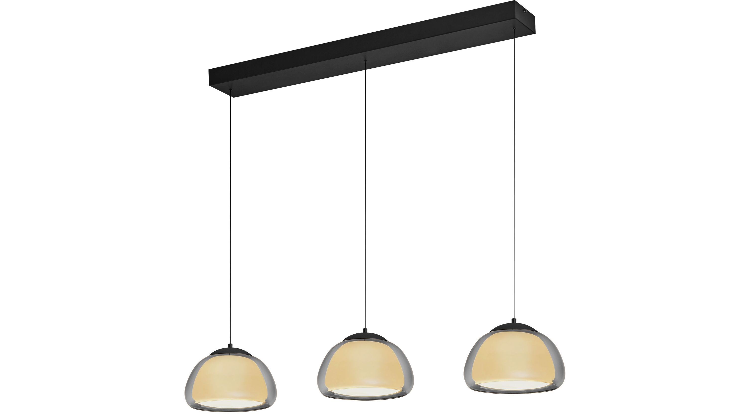B-LEUCHTEN LED-Pendelleuchte Luxxo Rauchgrau & Schwarz - Länge ca. 125 cm