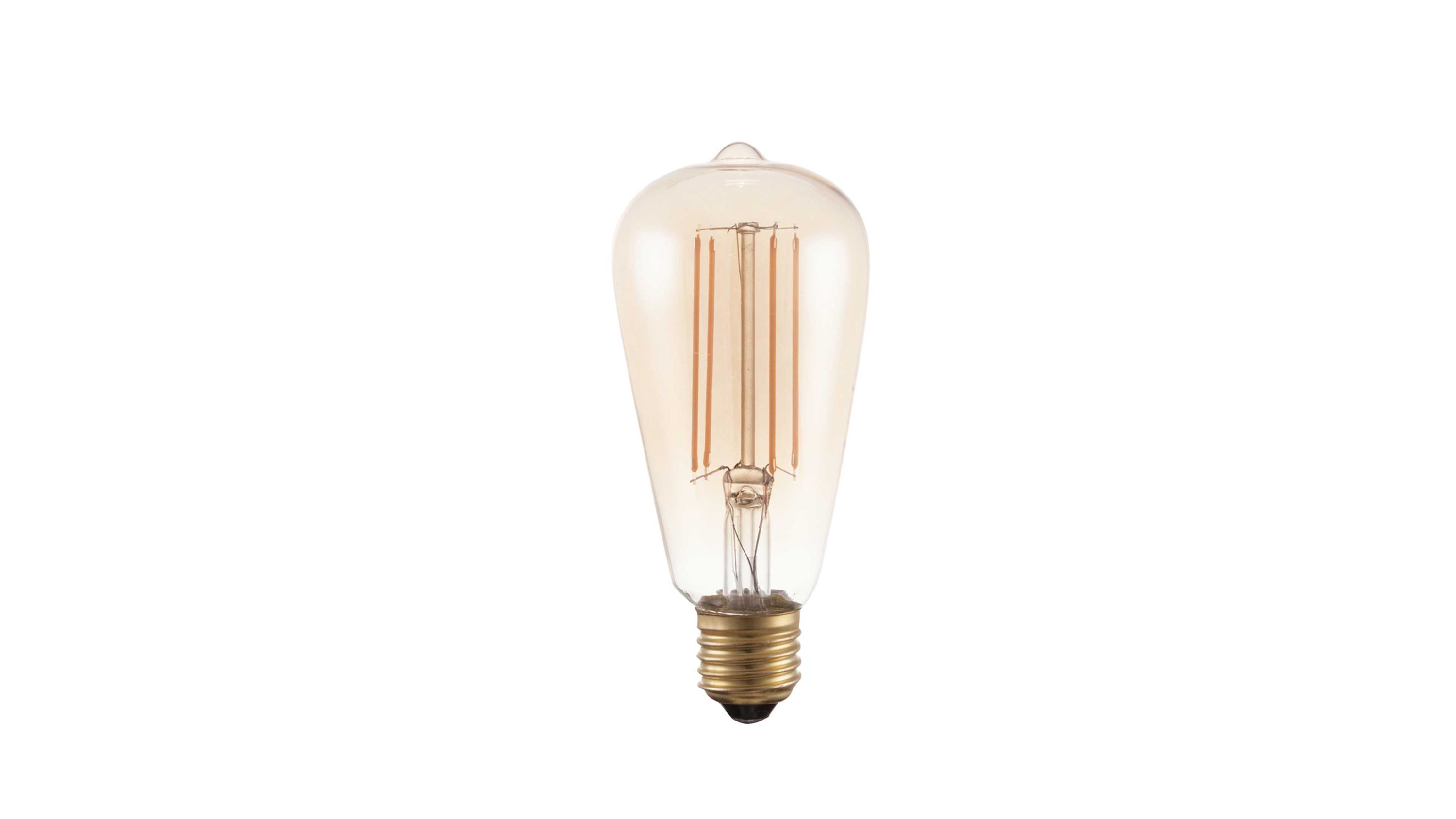Edison-LED-Leuchtmittel mit amberfarbenem Glas und sichtbaren Filamenten