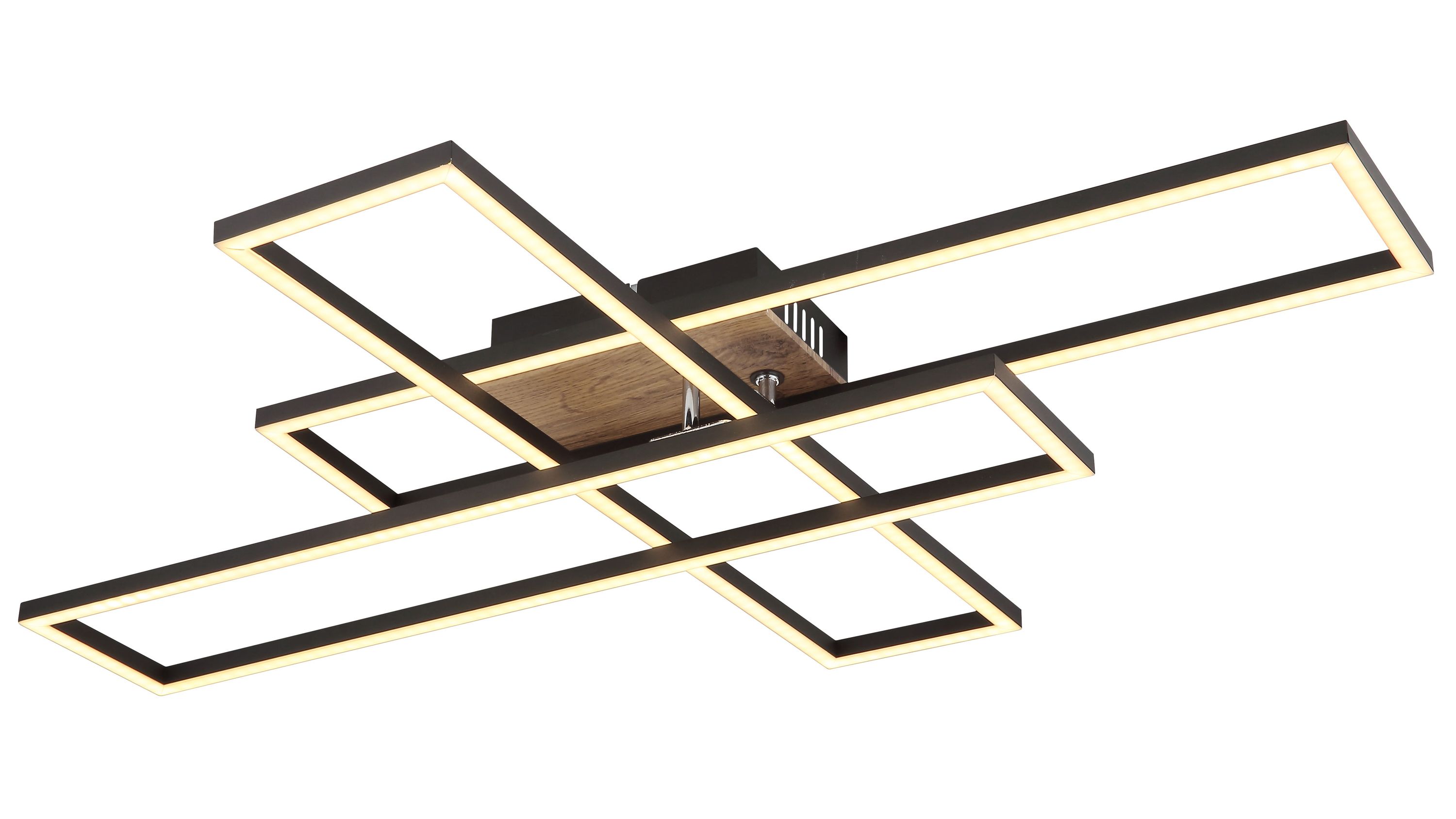 GLOBO Deckenlampe Dakari mattschwarzes Metall & dunkle Holzoptik - ca. 80 x 60 cm