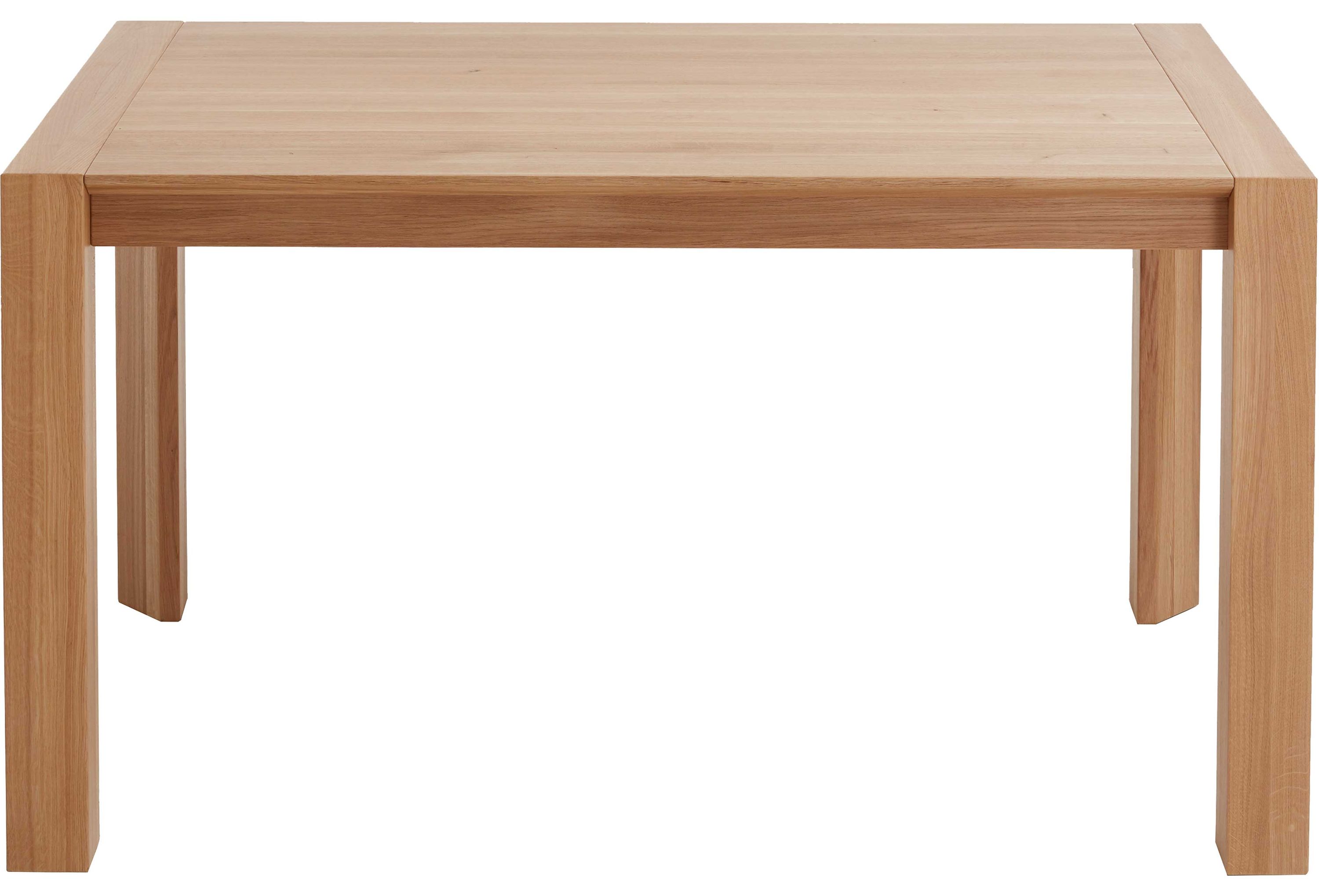 Rechteckiger Esstisch aus hellem Holz mit breiten Beinen Rechteckiger Esstisch mit vier breiten Beinen in heller Holzoptik