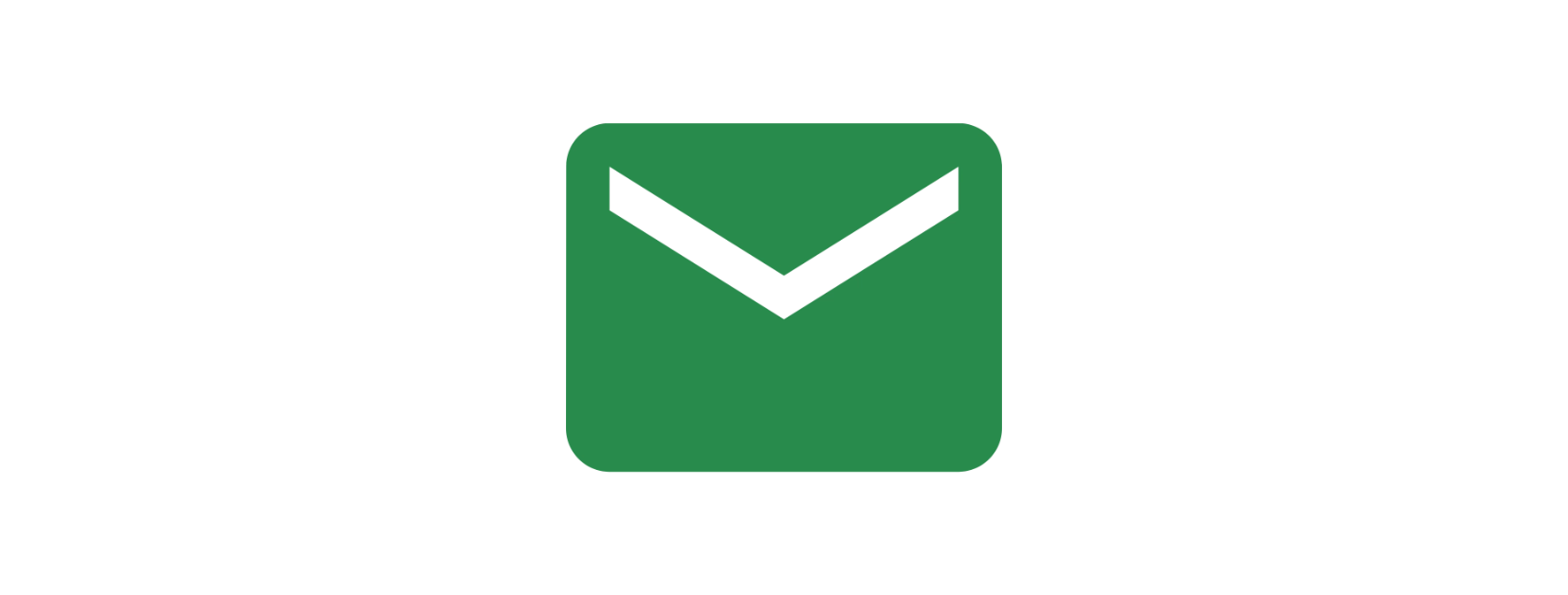 Grünes Briefumschlag-Symbol für E-Mail oder Nachrichten auf schwarzem Hintergrund.