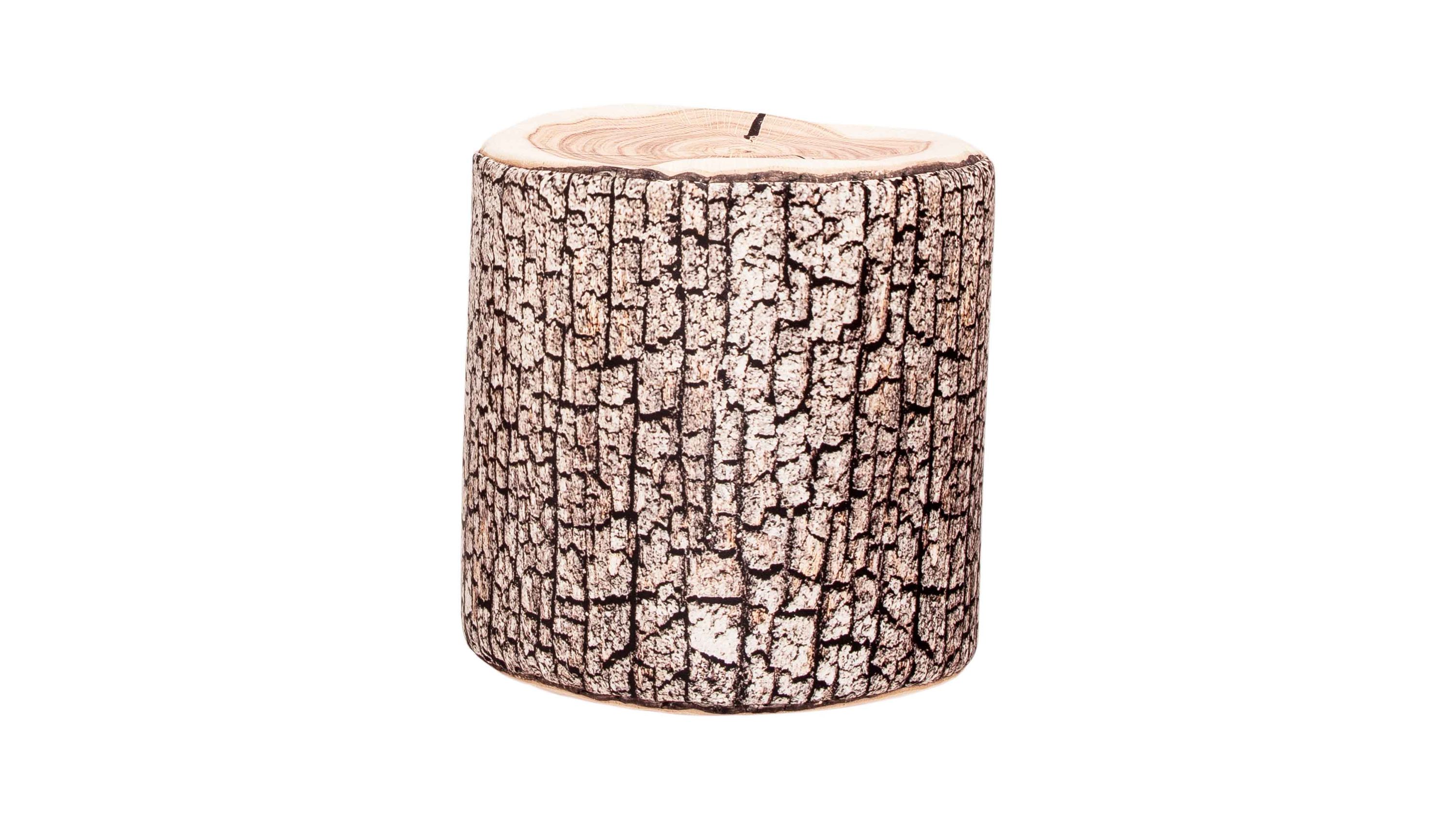 Runder Sitzsack-Hocker mit braunem Muster in Holzoptik