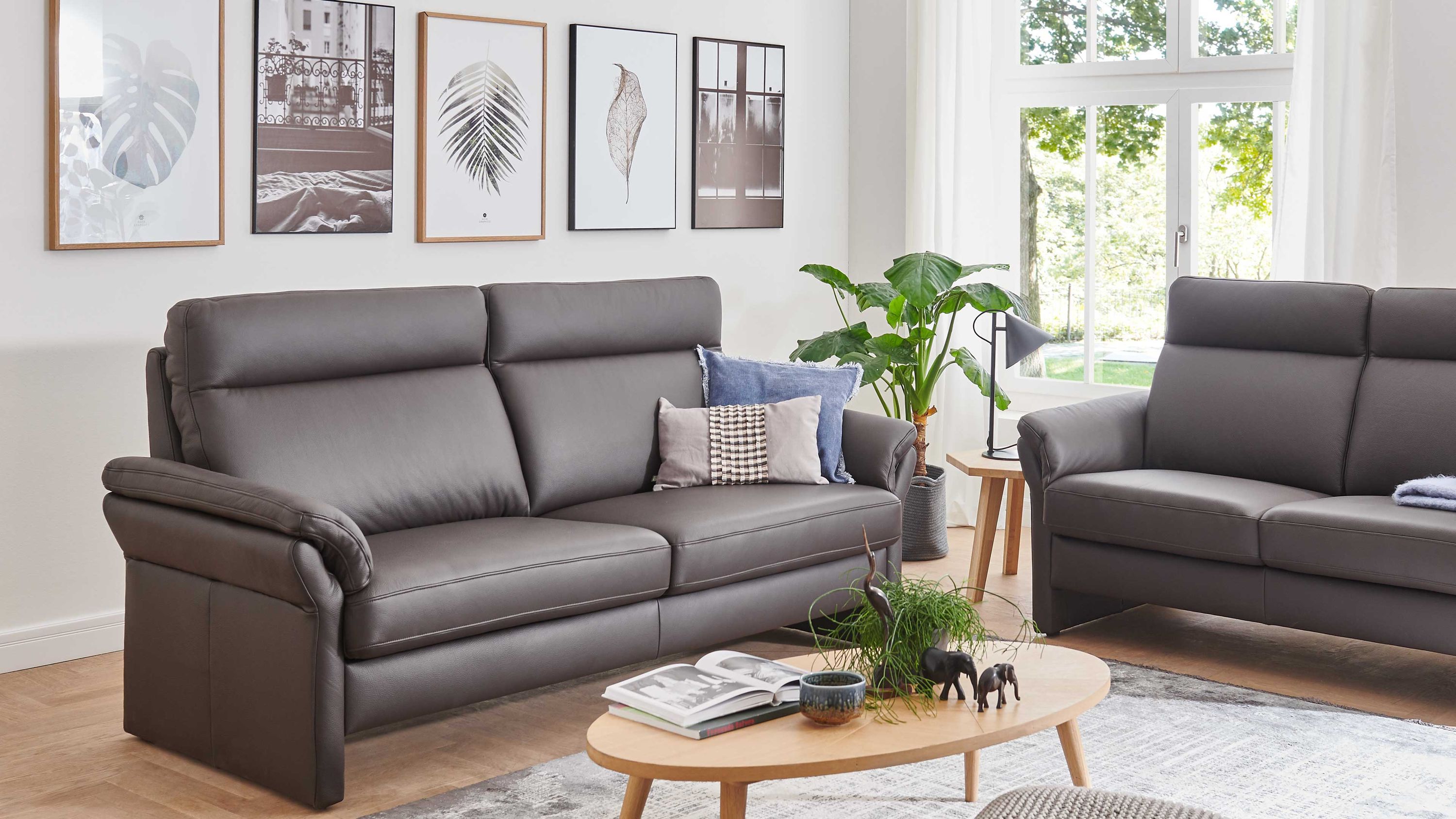 COMFORT SMART Primus 2.0 - Dreisitzer moccafarbenes Leder Soft-Line  Länge ca. 218 cm
