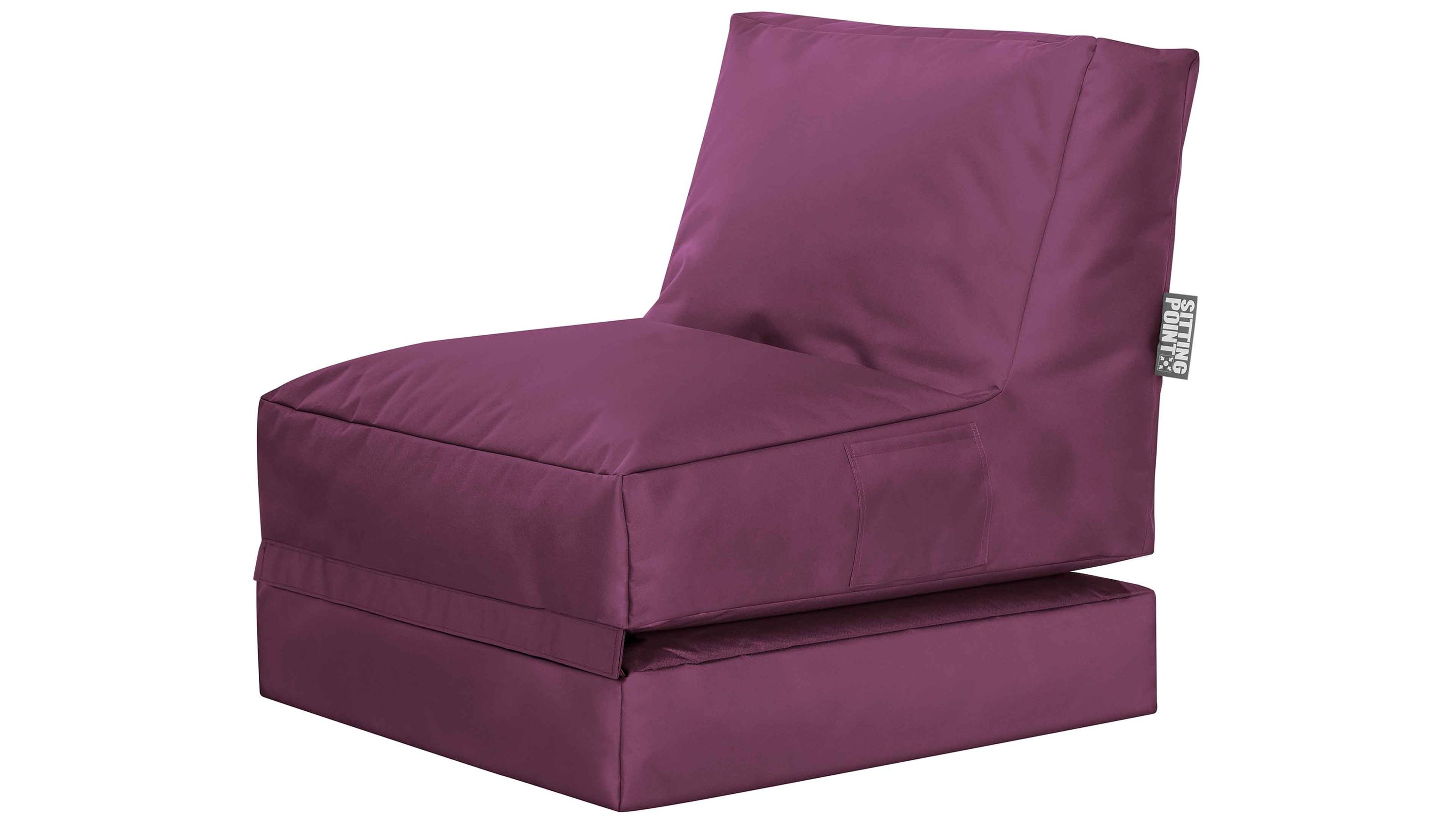 Funktionaler Sitzsack in aubergine mit Rückenlehne und rechteckiger Form