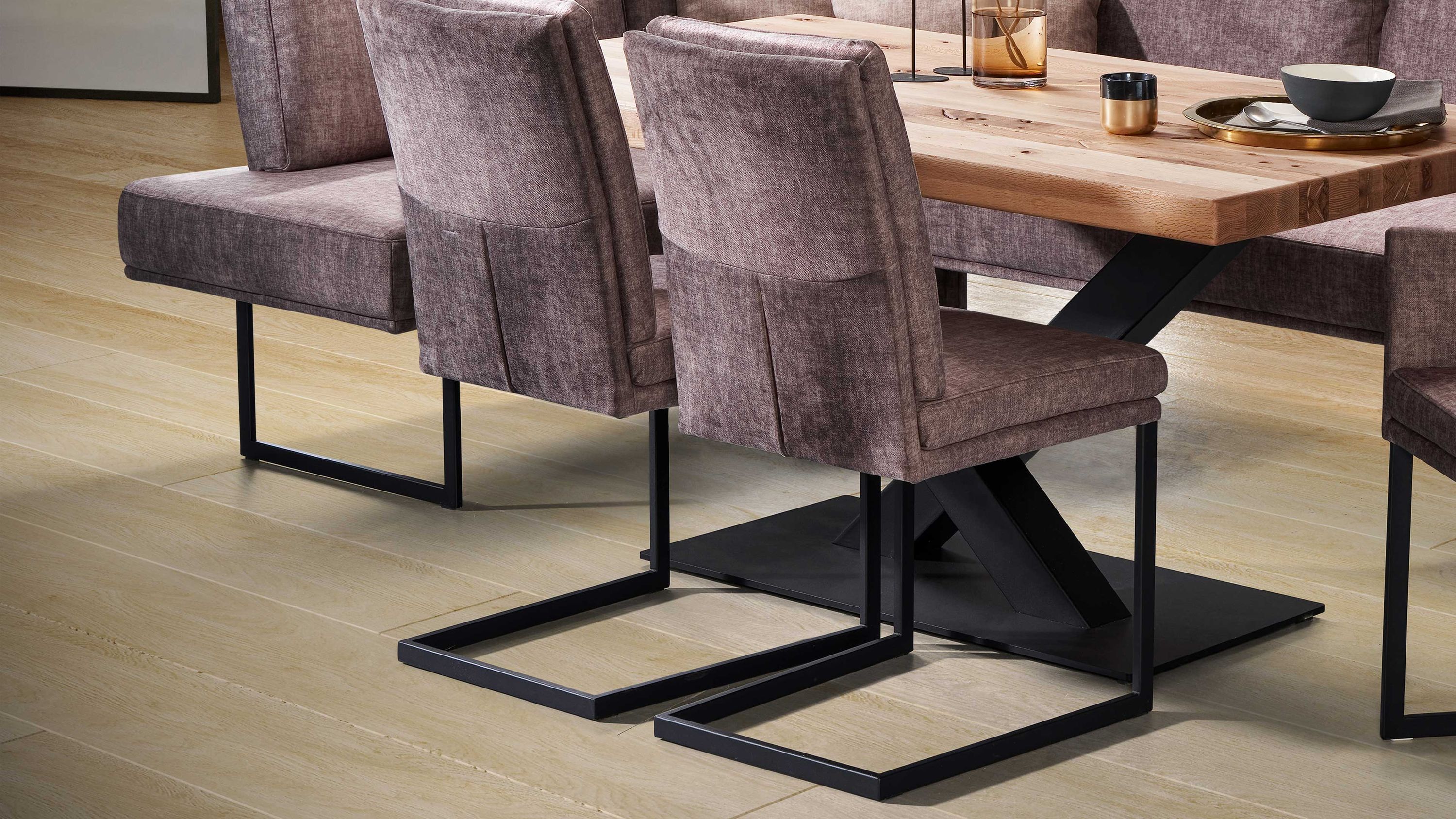 Combinessa Serie Gavello - Schwingstuhl 6155 hellbrauner Stoffbezug H2O 0660-75 & schwarzes Metall