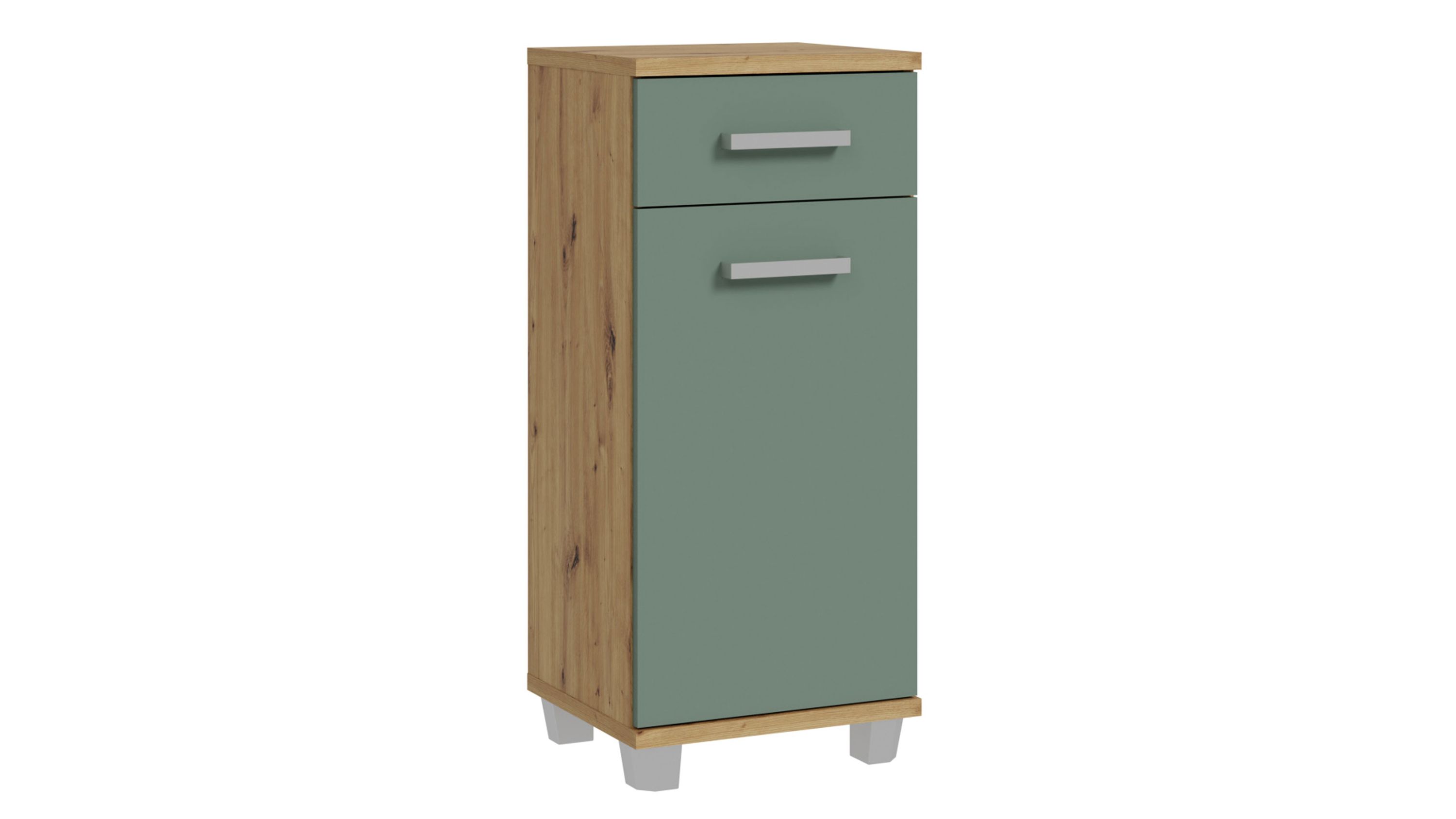 Badezimmerprogramm Veris - Unterschrank Salbei Grün & Artisan Eiche  ca. 40 x 91 cm