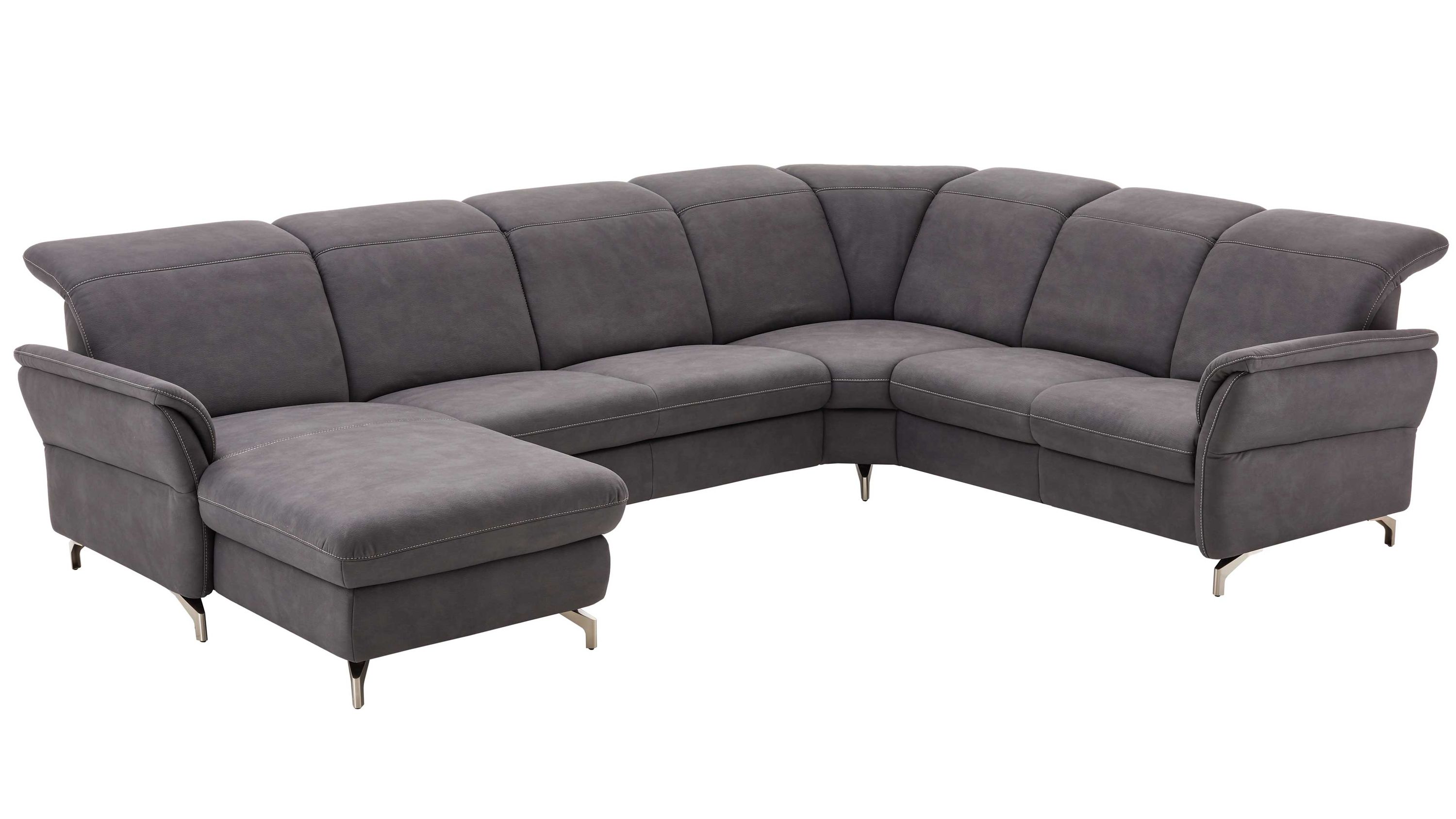 Dunkelgraues Ecksofa mit Metallfüßen Ecksofa mit dunkelgrauem Bezug und Metallfüßen
