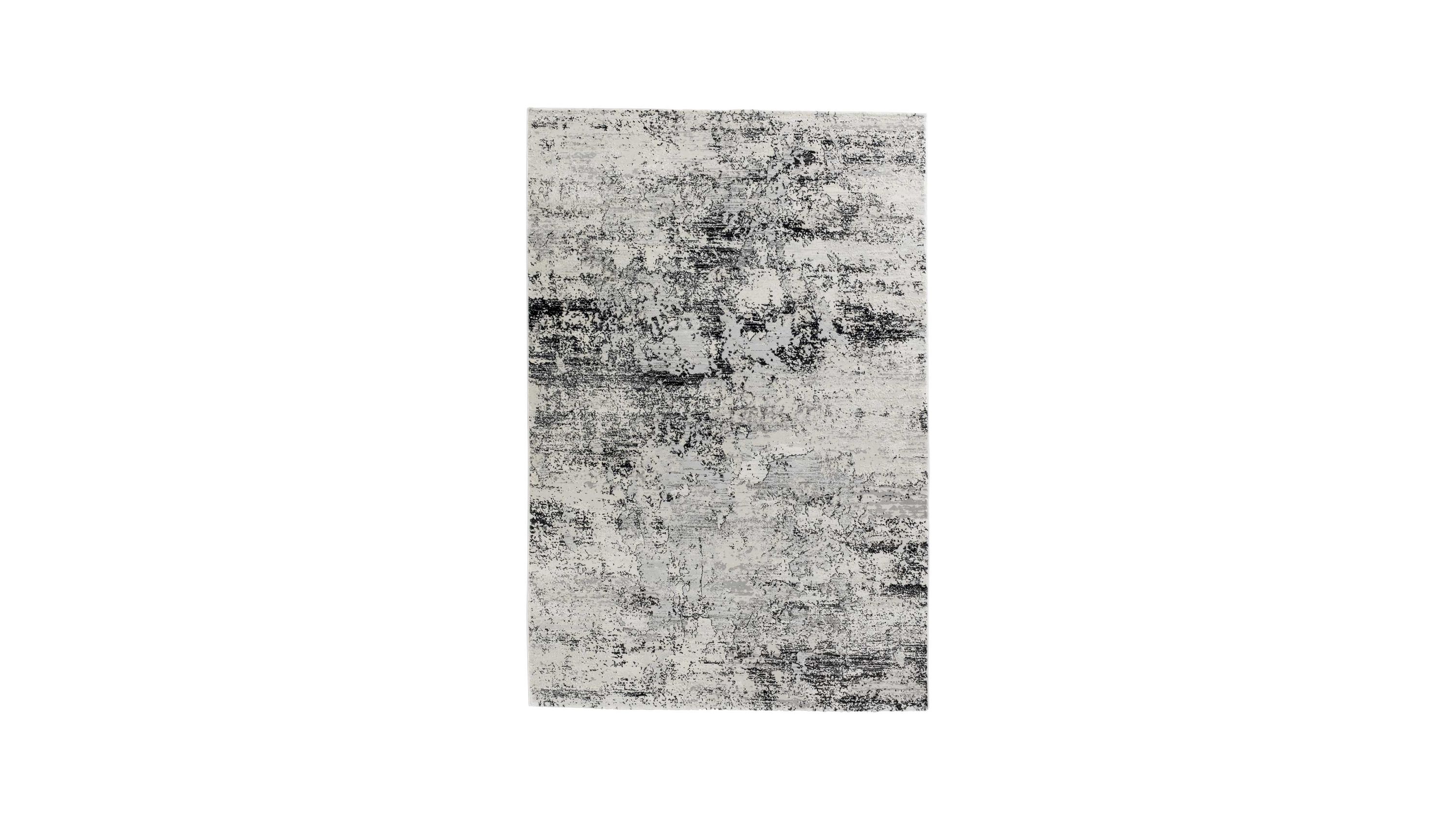 Rechteckiger Teppich mit abstraktem Muster in Blau und Creme