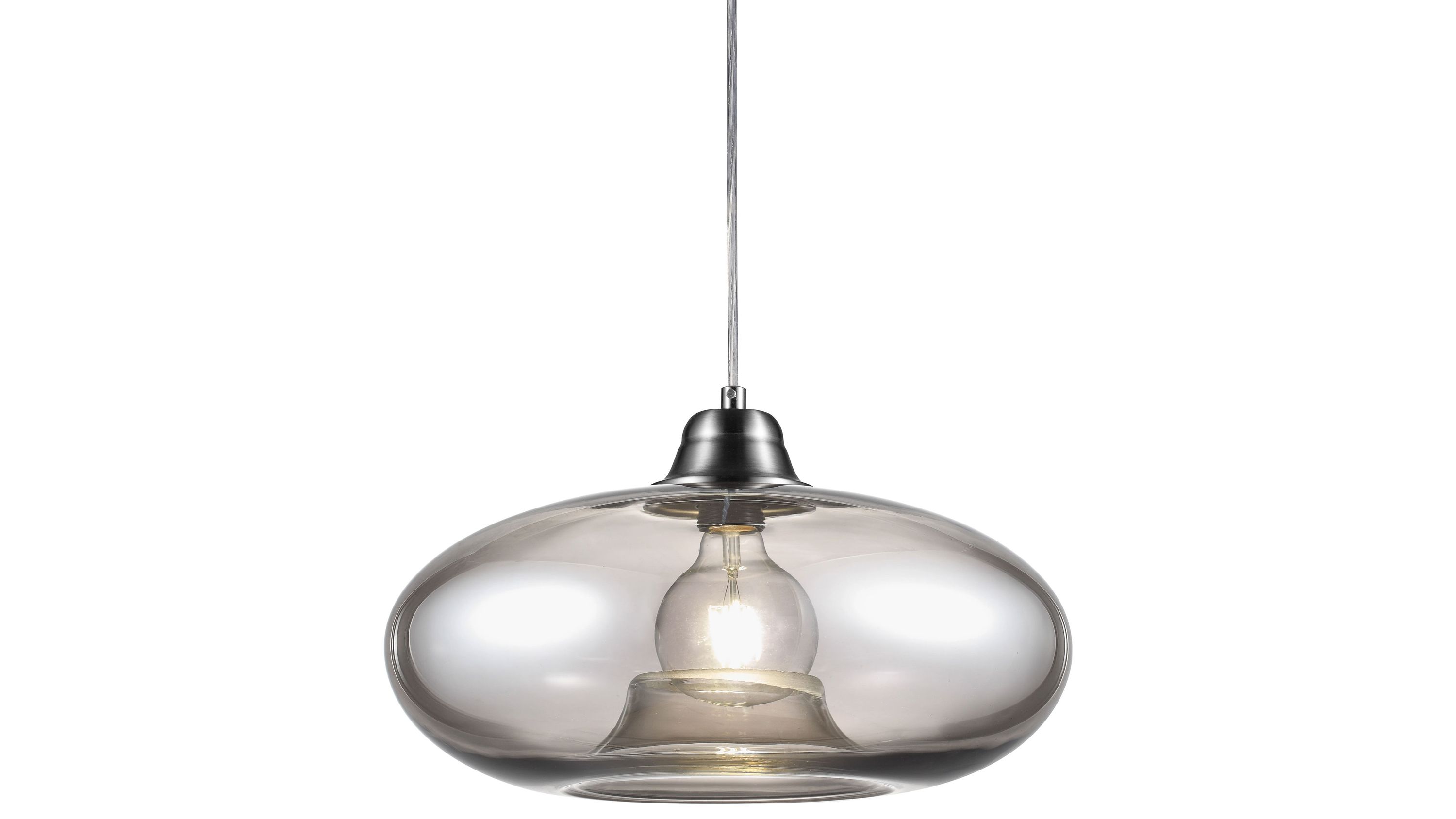 GLOBO Hängelampe Lille rauchfarbenes Glas & Nickel  Durchmesser ca. 40 cm