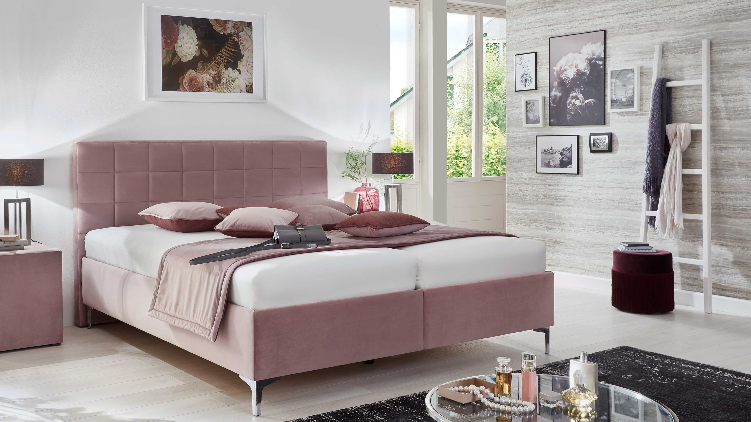 Comfortmaster Base Express - Polsterbett roséfarbener Bezug 1060 - Liegefläche ca. 180 x 200 cm