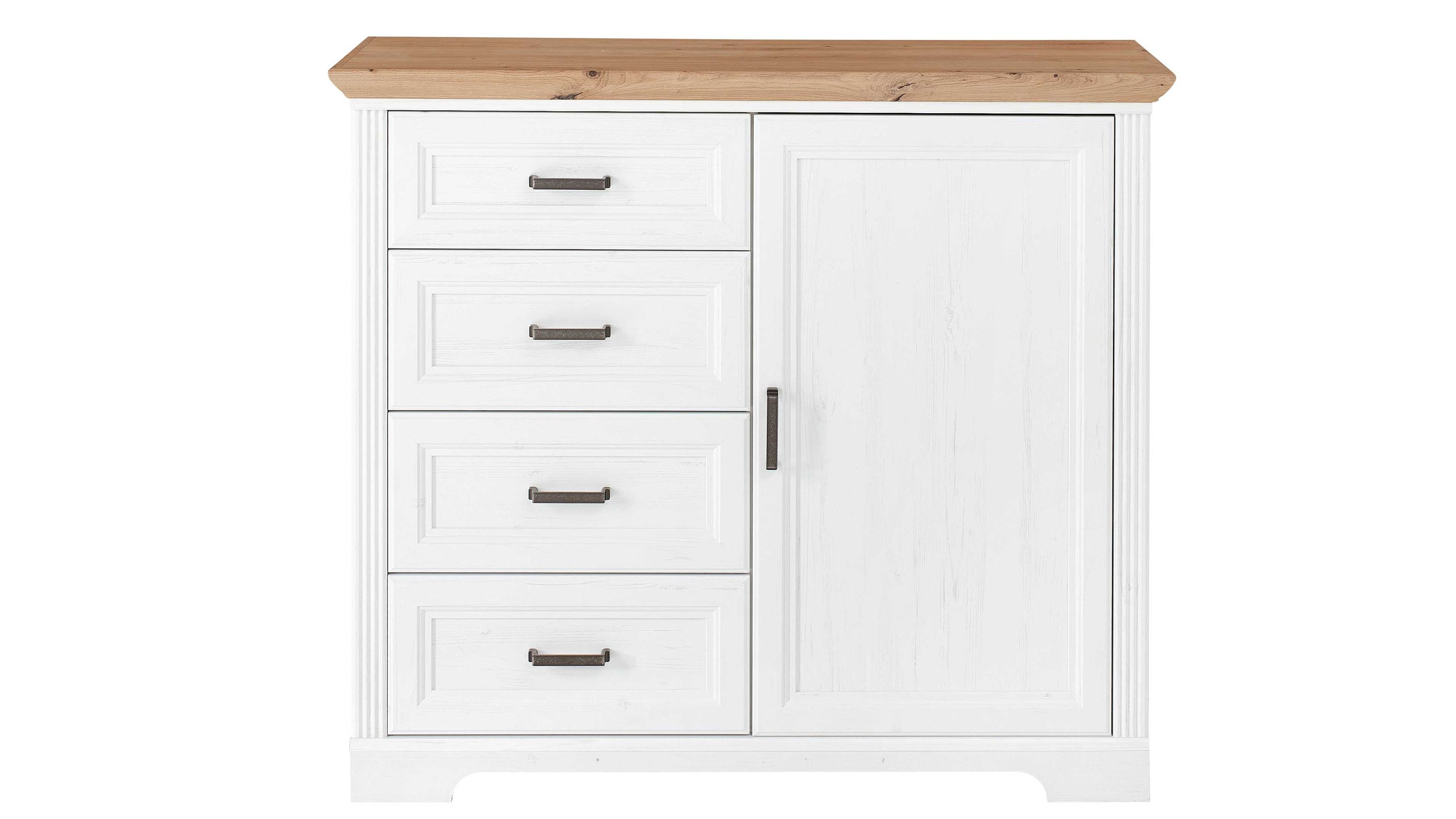 Kommodenserie Jasmin - Kombikommode helle Pinie & Artisan Eiche  vier Schubladen & eine Tür, Breite ca. 115 cm