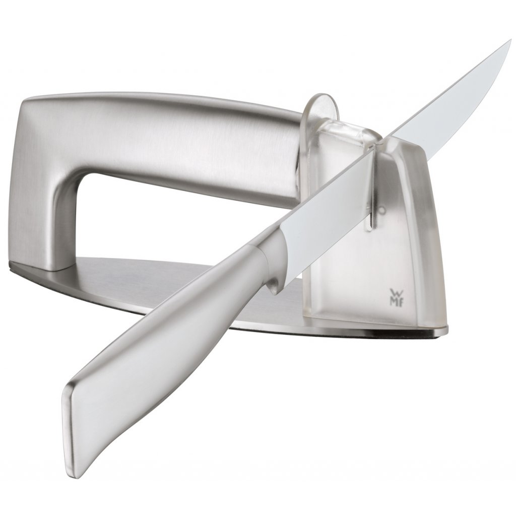 WMF Messerschärfer mit eingesetztem Messer, modernes Design, freigestellt auf weißem Hintergrund