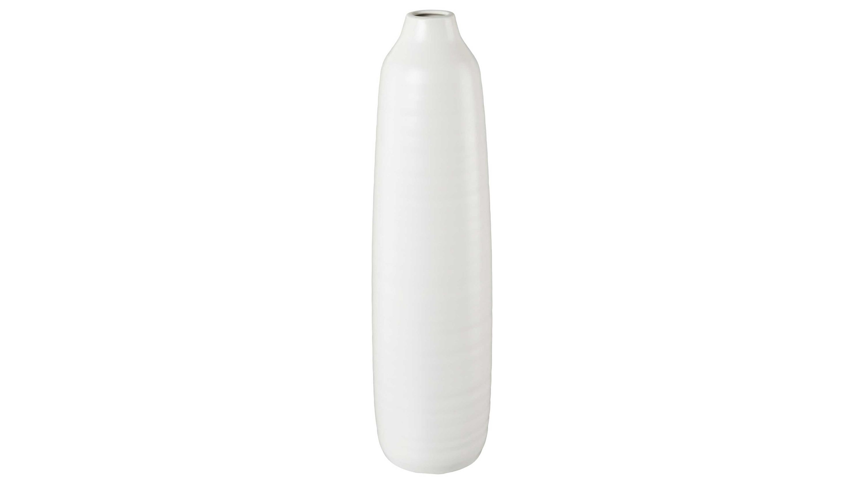Weiße schlanke Vase mit schmalem Hals Schlanke weiße Vase mit schmalem Hals und abgerundetem Boden