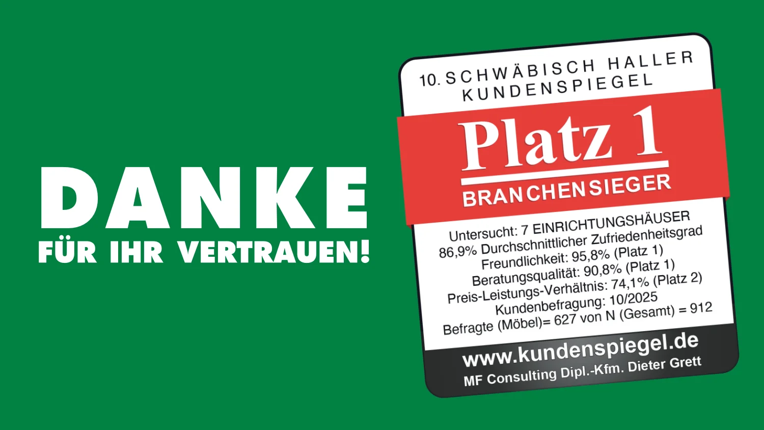 PLATZ 1:  BRANCHENSIEGER!