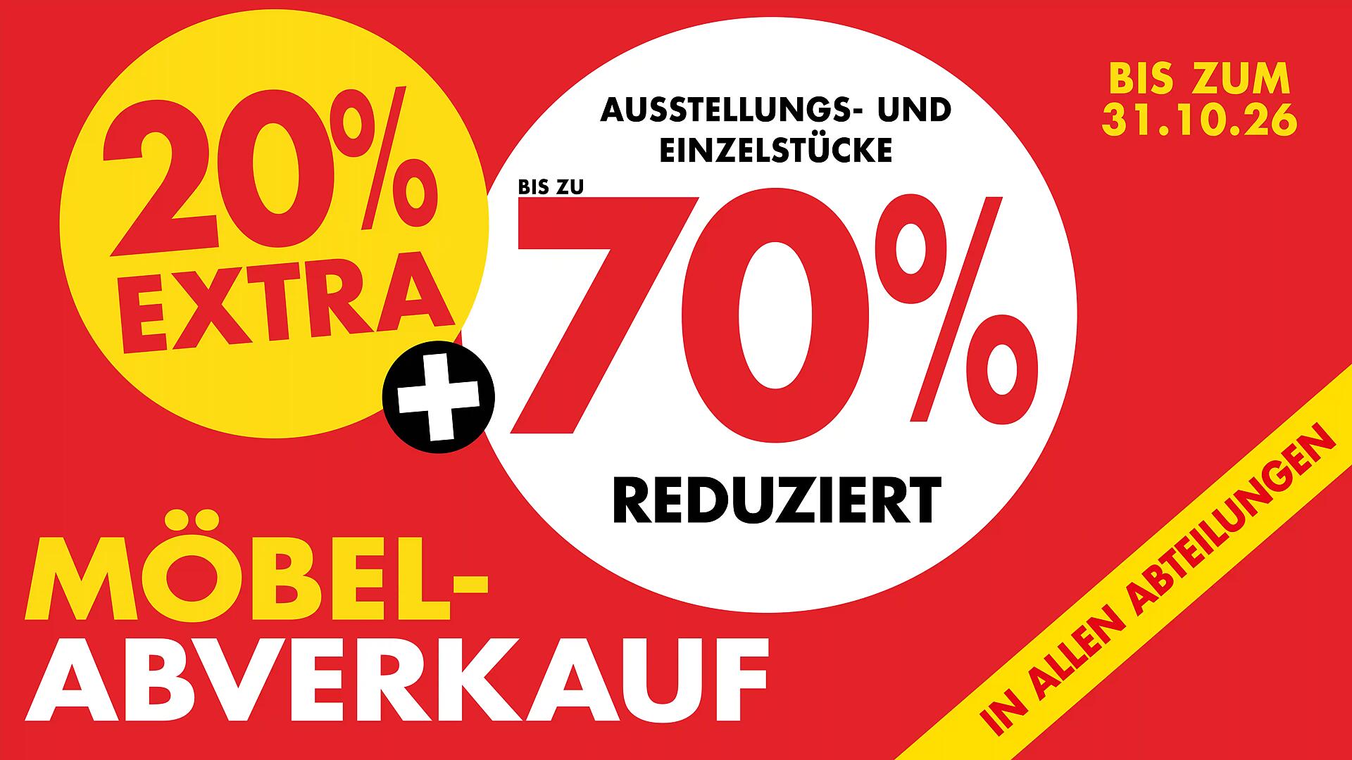 DER MÖBEL-ABVERKAUF GEHT IN DIE VERLÄNGERUNG!