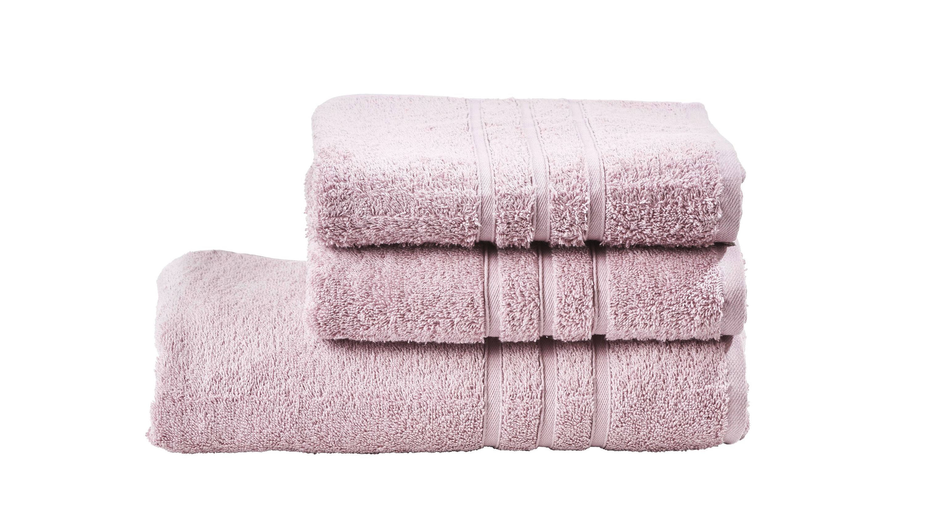Dreiteiliges Handtuch-Set in altrosa mit drei unterschiedlich großen Handtüchern