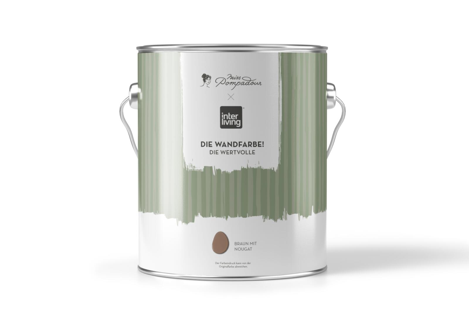 Wandfarbe im Farbeimer interliving x Miss Pompadour Die Wandfarbe Die Wertvolle Farbton Braun mit Nougat