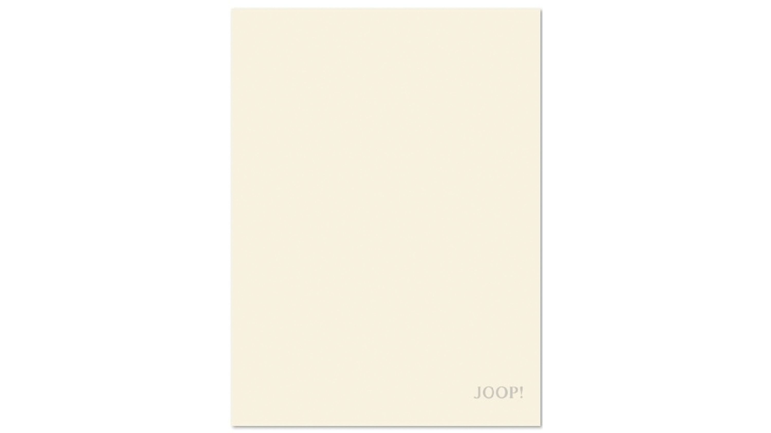 Einfarbige Wohndecke in hellem Beige mit eingeprägtem JOOP Schriftzug