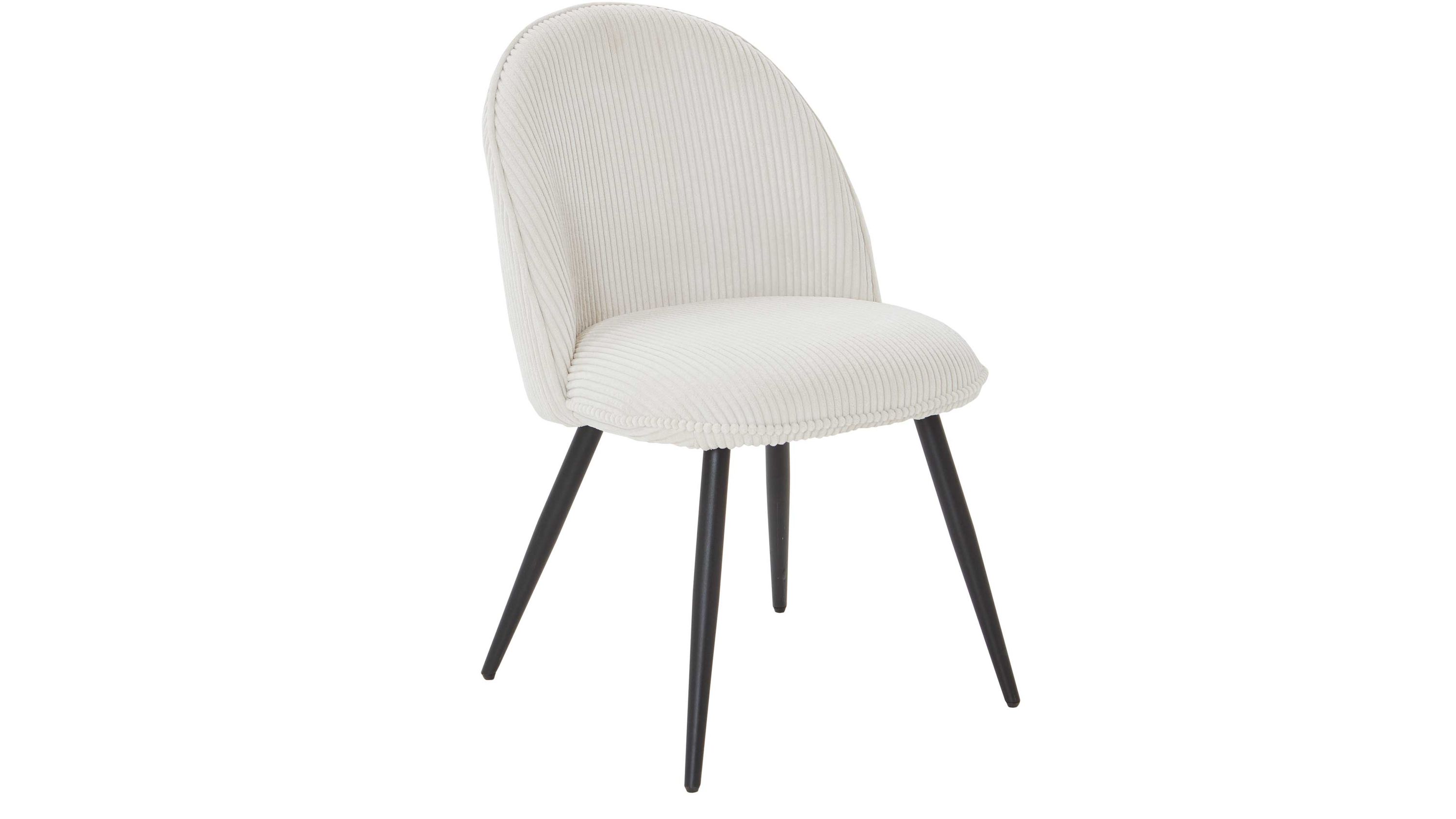 WOODS & TRENDS Polsterstuhl Arielle cremefarbener Breitcord & schwarzes Metall