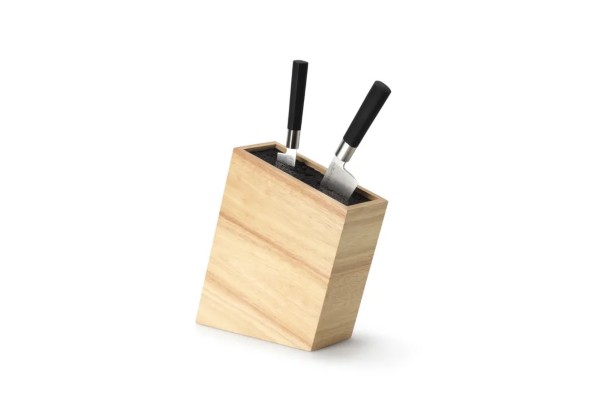  Geölter Messerblock aus Holz mit schrägem Design und zwei Messern  flexibel einsetzbar