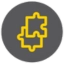 Icon grau mit gelbem Puzzleteilen Trendhopper