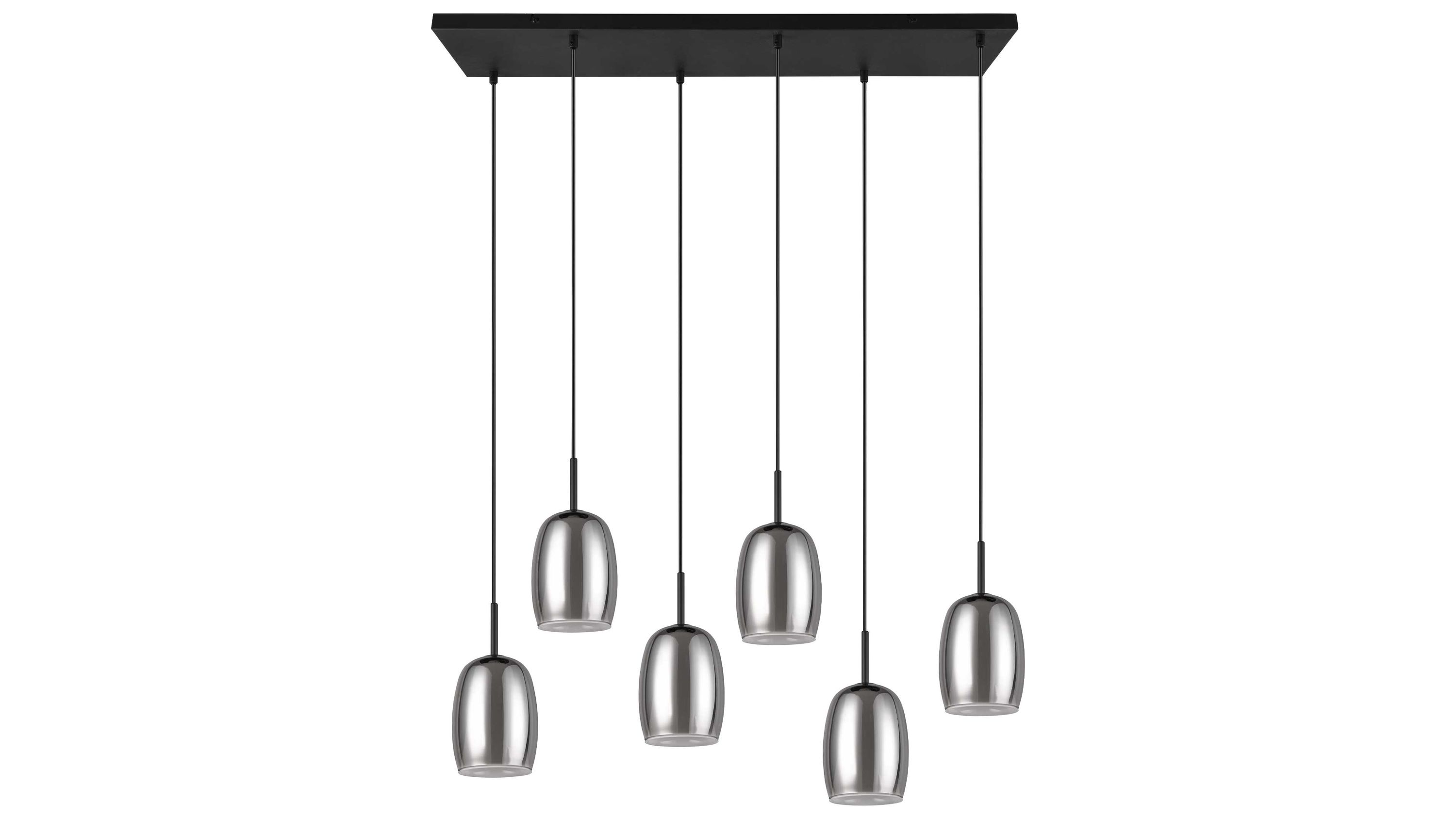 TRIO Leuchten Serie Barret - Hängelampe Rauchglas & weißes Glas - Länge ca. 95 cm