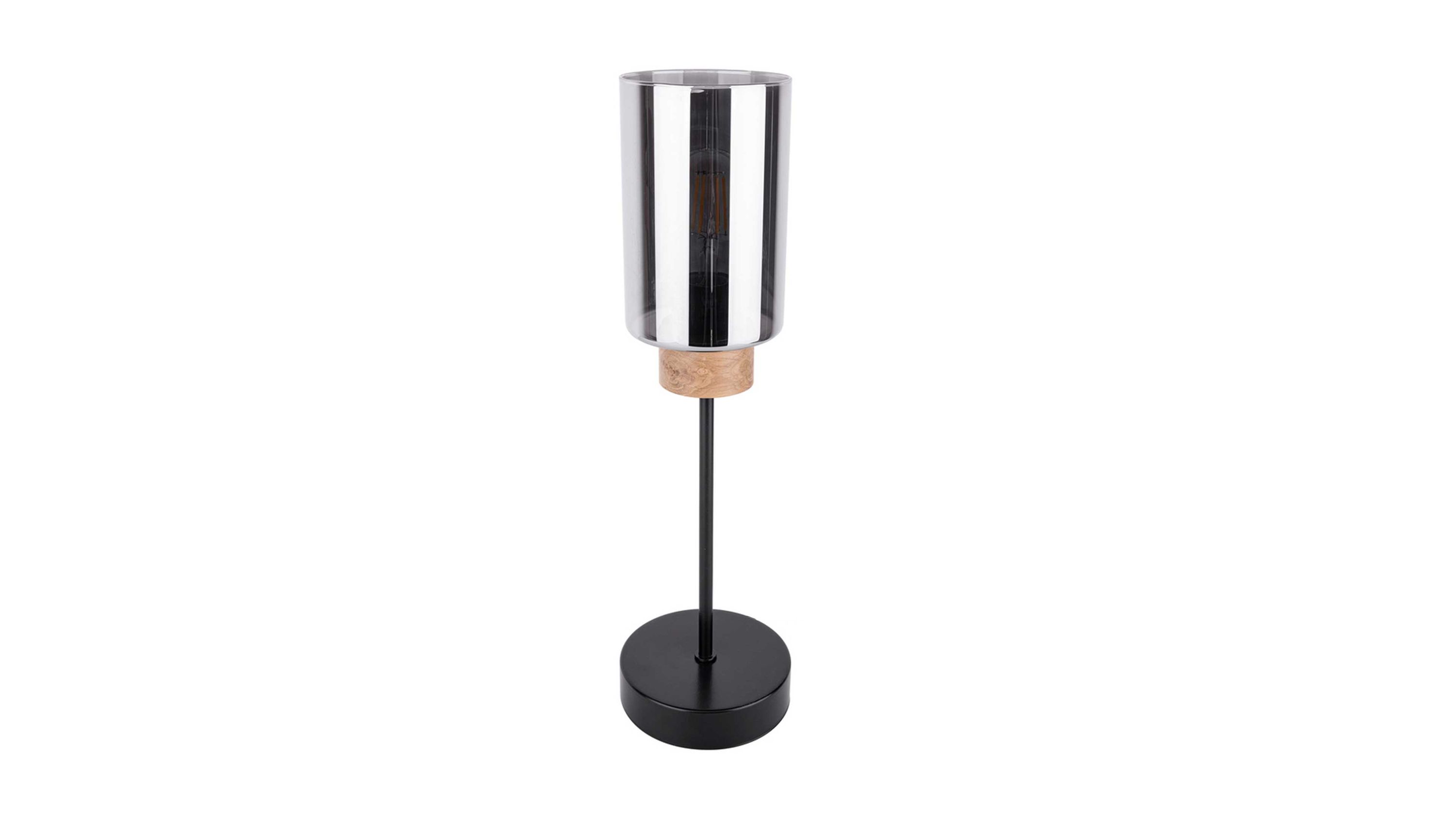 SPOT LIGHT Leuchten Serie Mostar - Tischlampe Rauchglas & schwarzes Metall - Höhe ca. 42 cm