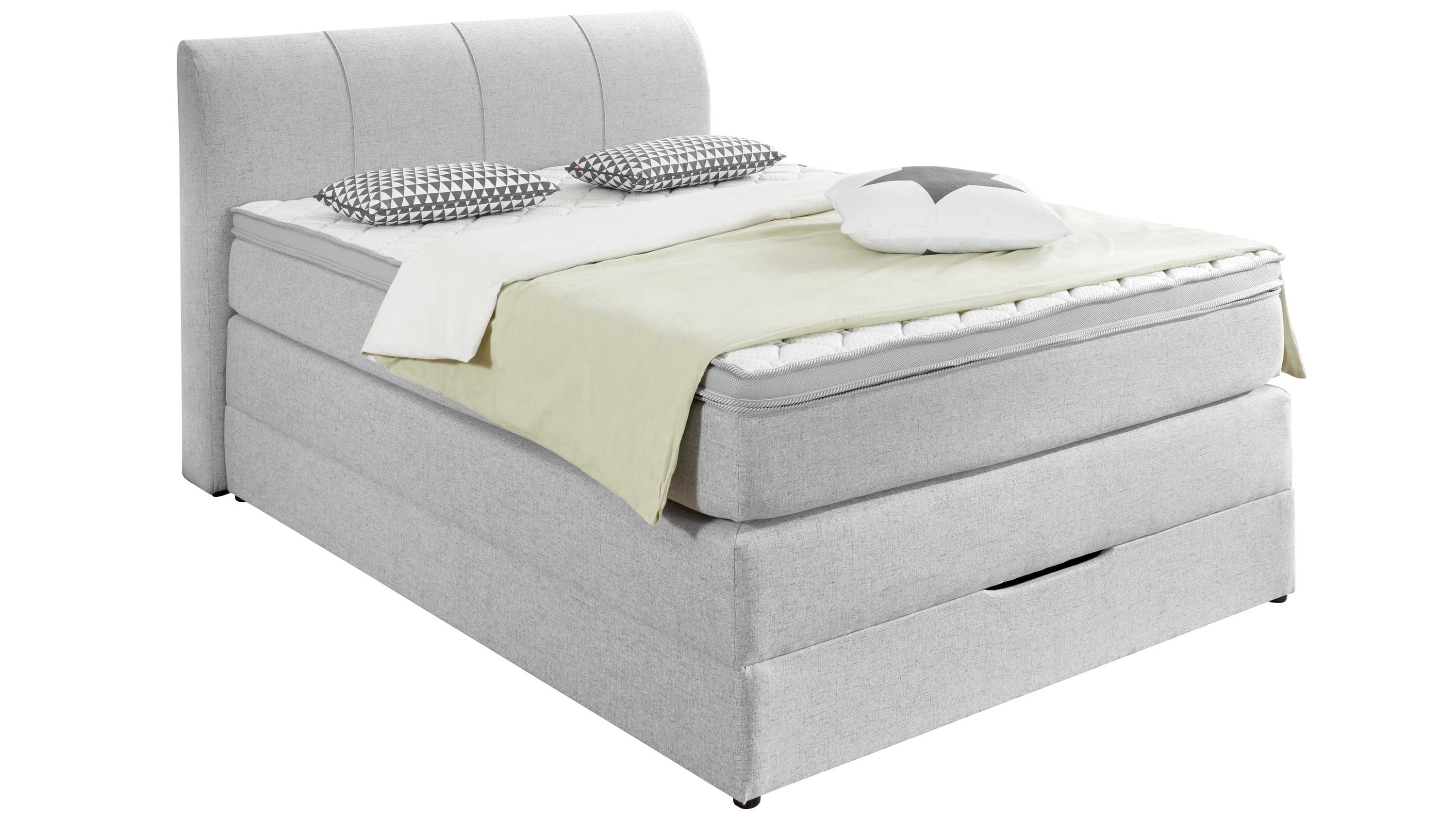 Boxspringbett Modesto hellgraues Flachgewebe MT50375-720  Liegefläche ca. 140 x 200 cm