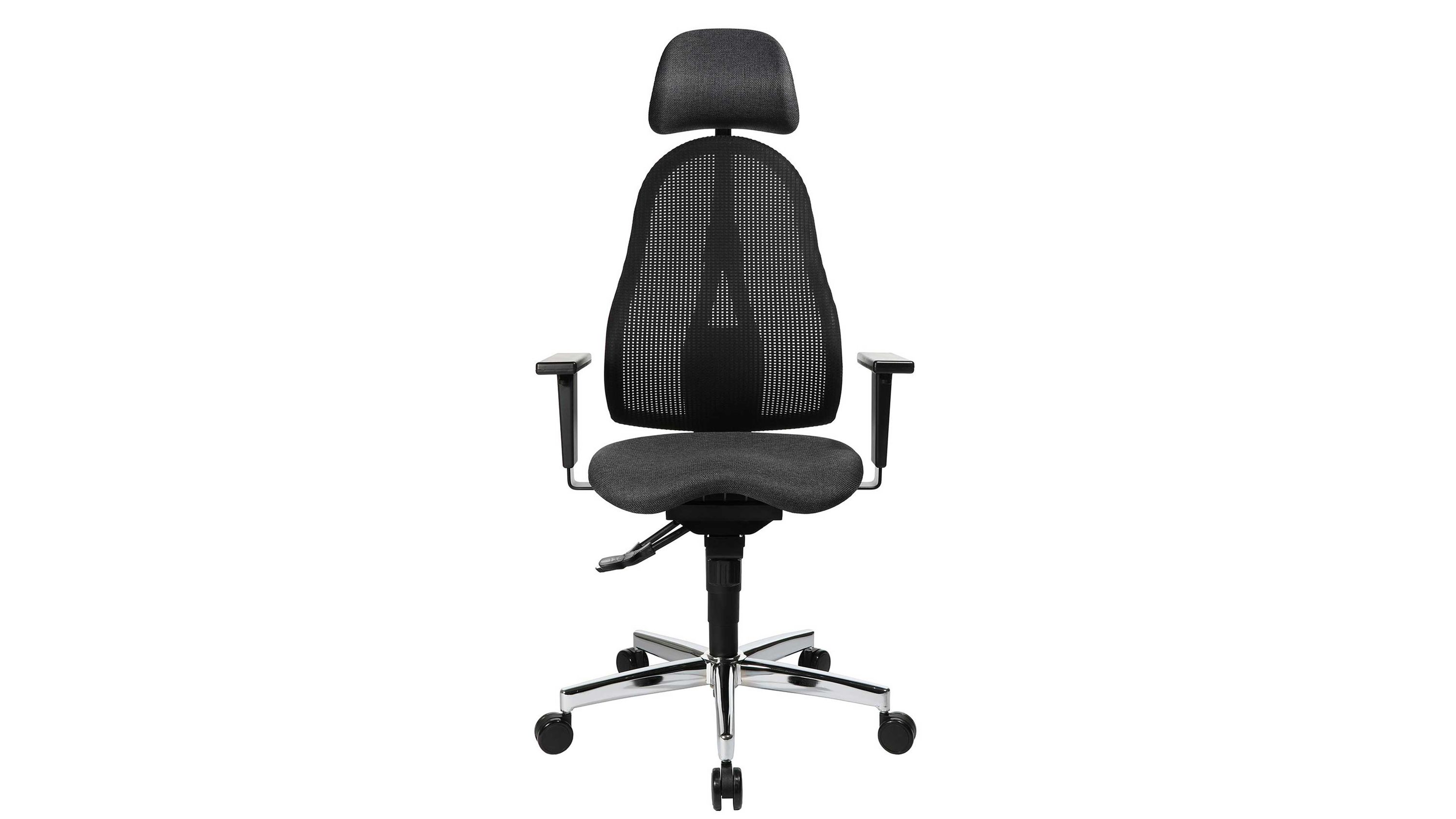 Ergonomischer Bürostuhl mit Netzrückenlehne und Kopfstütze Bürostuhl mit Netzrückenlehne Kopfstütze Armlehnen und Rollen in Schwarz und Chrom