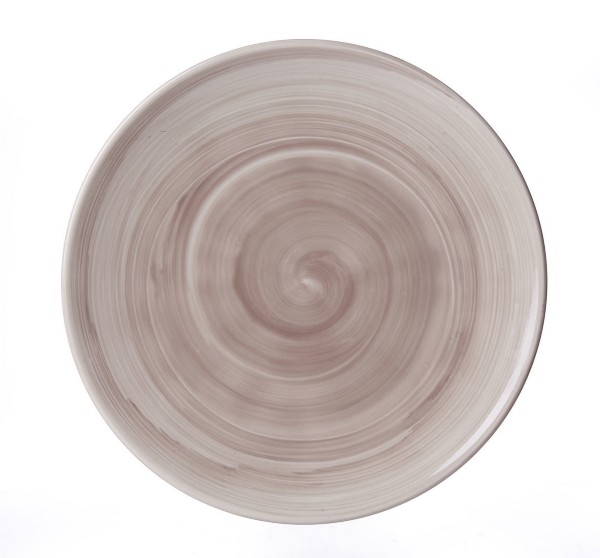 Valencia Speiseteller flacher Porzellanteller mit Spiralmuster in warmem Braunton Flacher Porzellanteller mit braunem Spiraldekor im natürlichen Stil