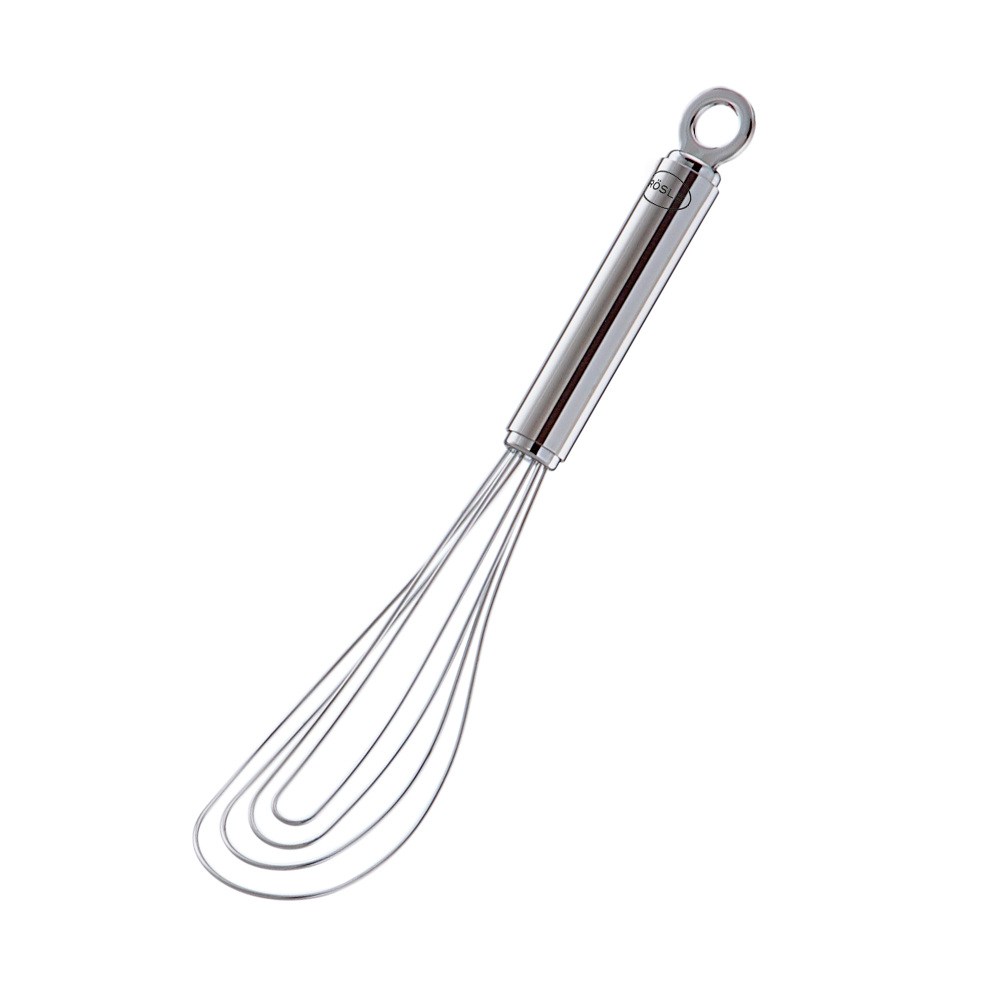 Tellerbesen, Silber Tellerbesen aus Edelstahl in Silber, aufgenommen leicht schräg von oben