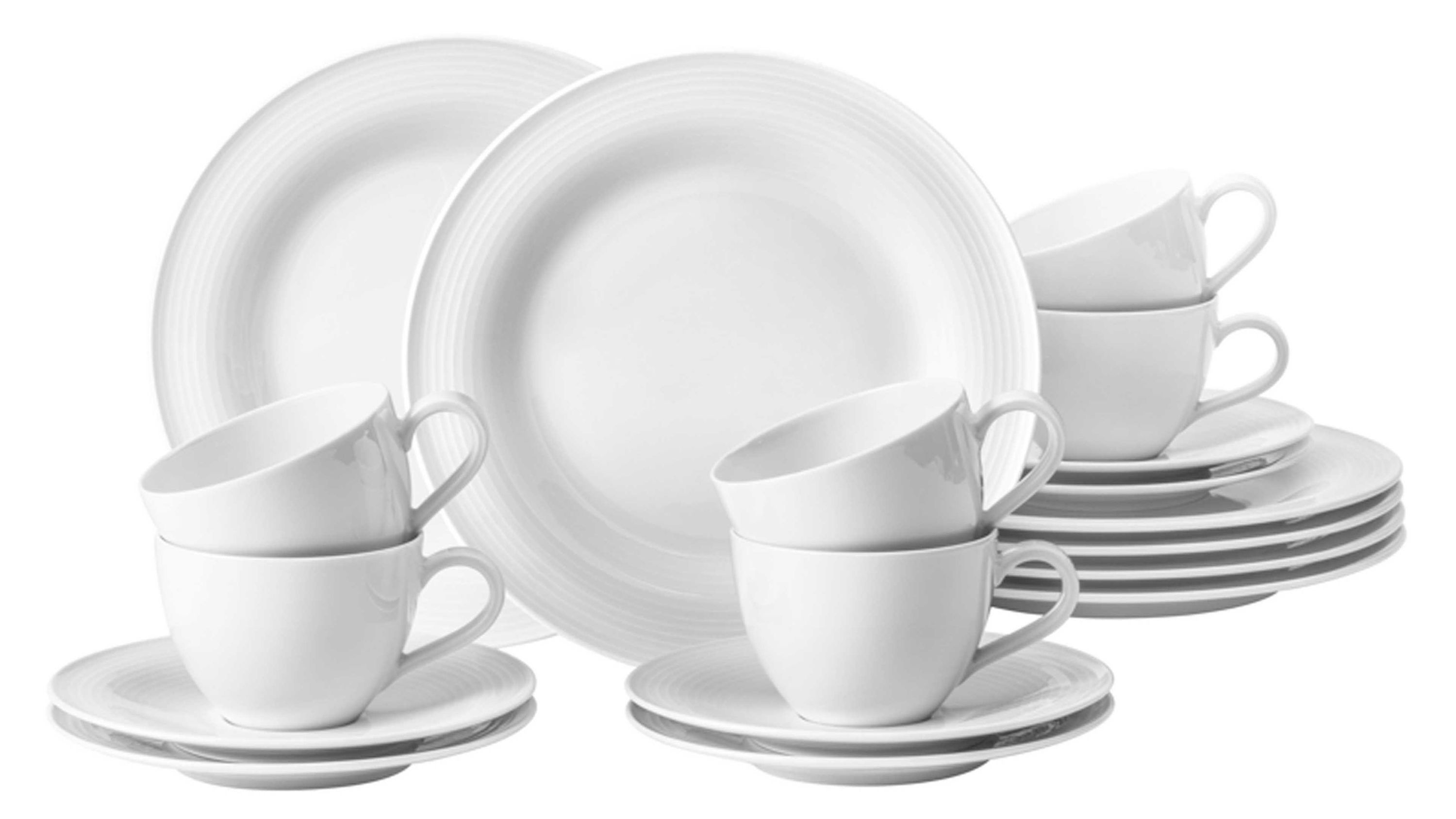 Seltmann Geschirrserie Beat 3  Kaffeeservice weißes Porzellan  18-teilig