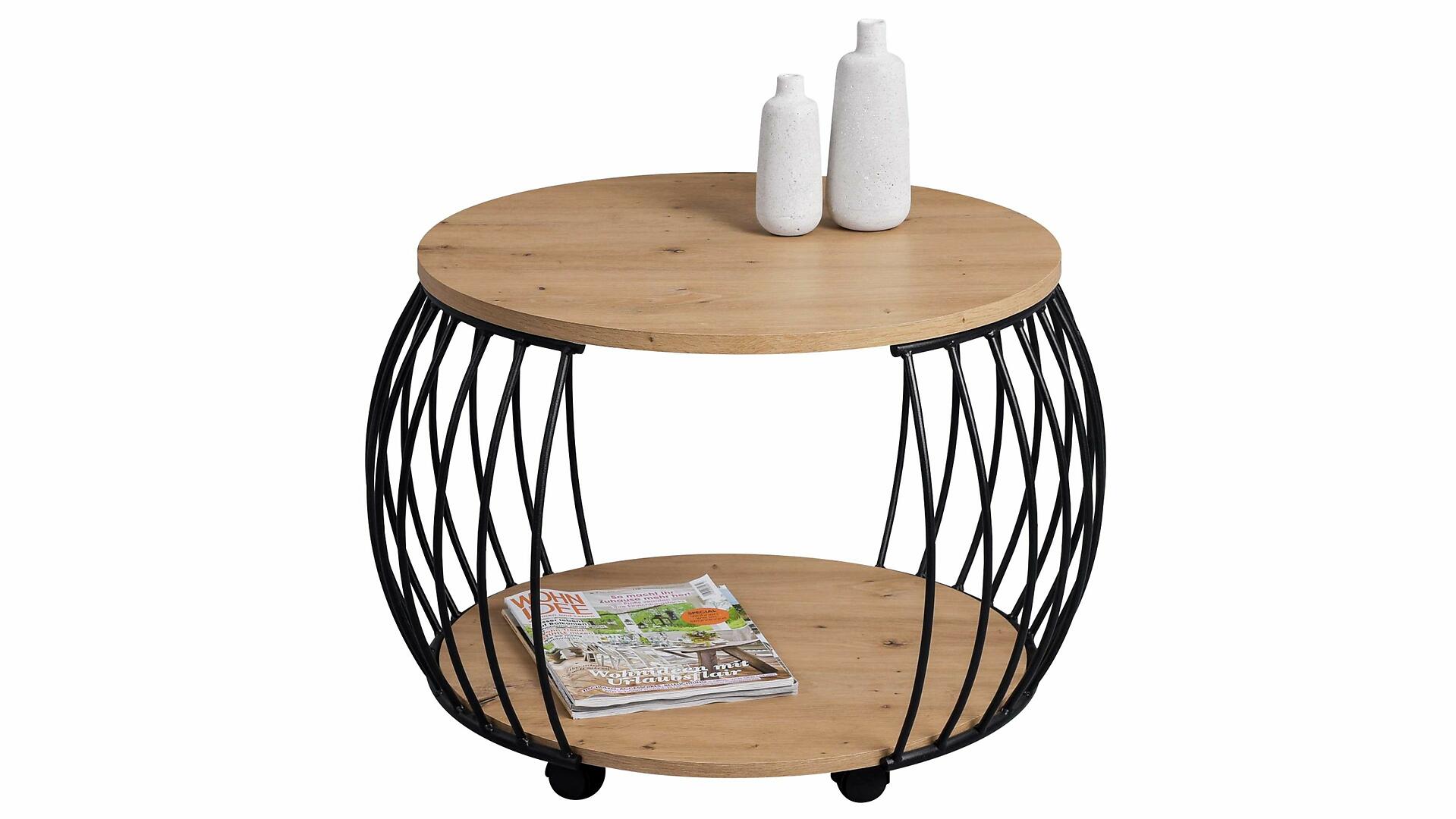 M2 Kollektion Couchtisch Peking Artisan Eiche & Schwarz Durchmesser 60 cm online bestellen