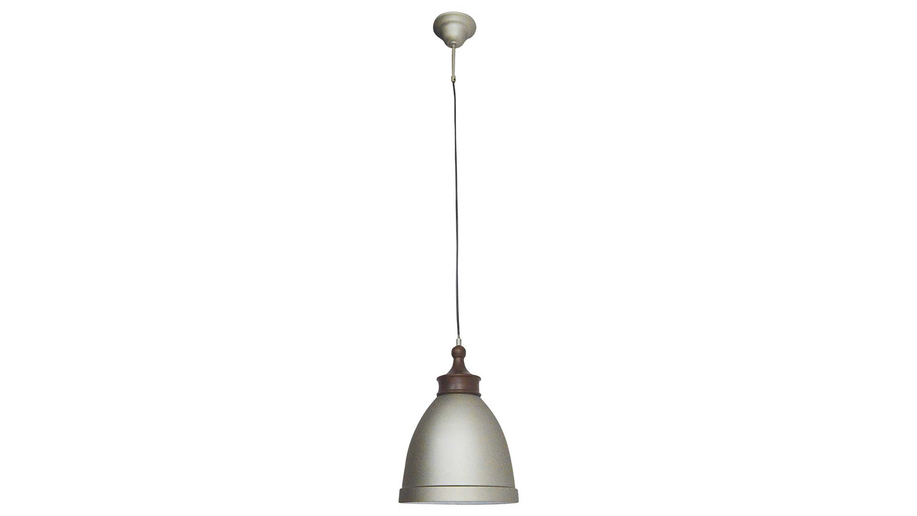 Hängelampe mit halbrundem Lampenschirm in Silber Hängelampe mit halbrundem Lampenschirm und silberfarbenem Metall an schwarzem Kabel
