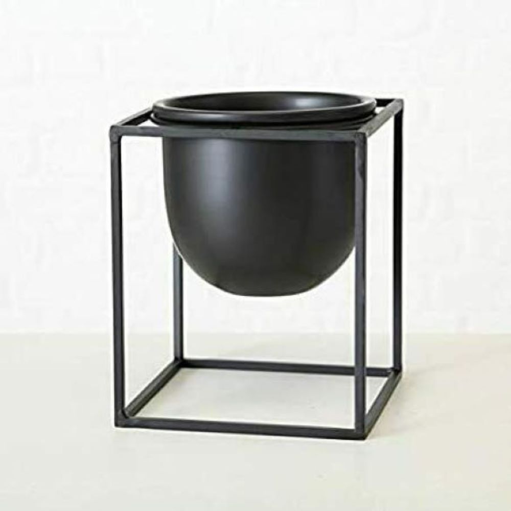 Pflanzentopf Kumbo Metall Schwarz Blumentopf H 25 x B 20 cm Design Pflanzen