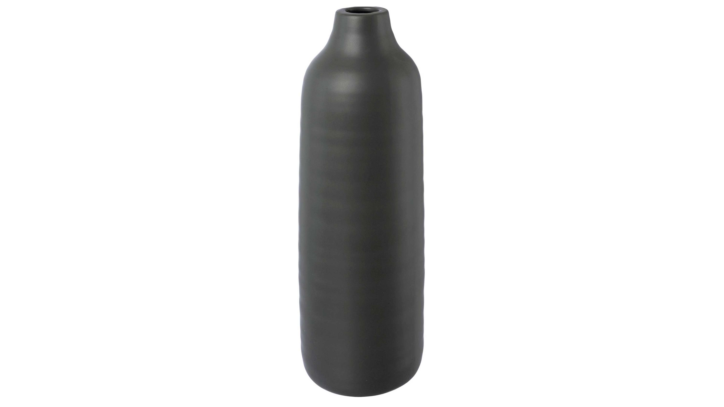 Schwarze schlanke Vase mit schmalem Hals Schwarze schlanke Vase mit schmalem Hals und glatter Oberfläche