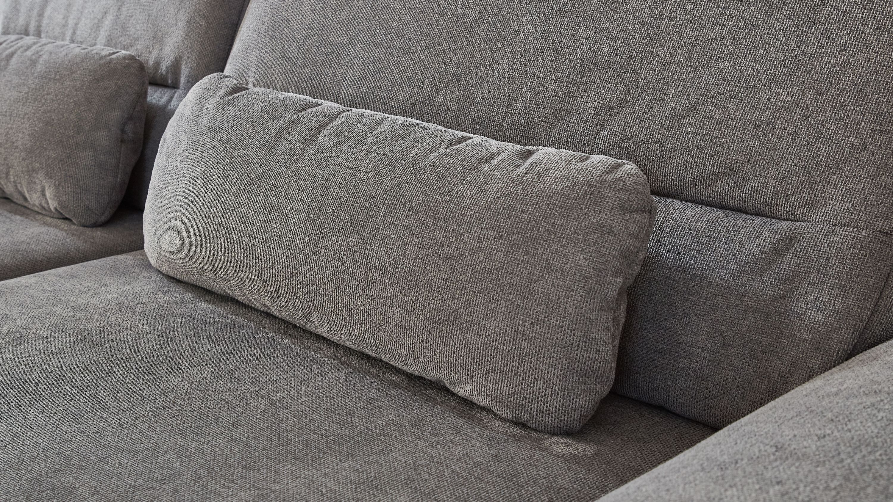 Graues Nierenkissen aus Flachgewebe auf grauem Polstersofa