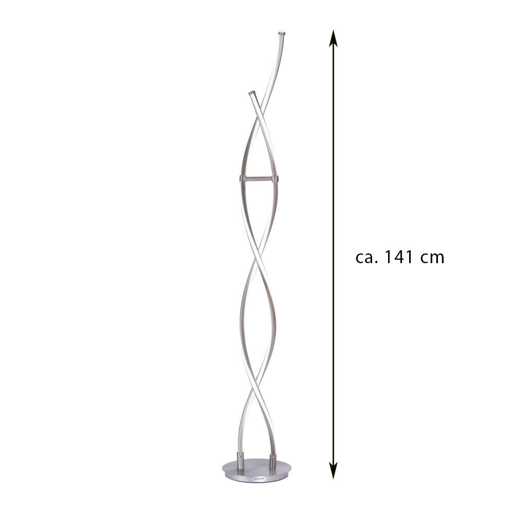 Technische Zeichnung Stehleuchte aus Aluminium Edelstahl Kunststoff Höhe 141 cm Seitenansicht mit Maßen