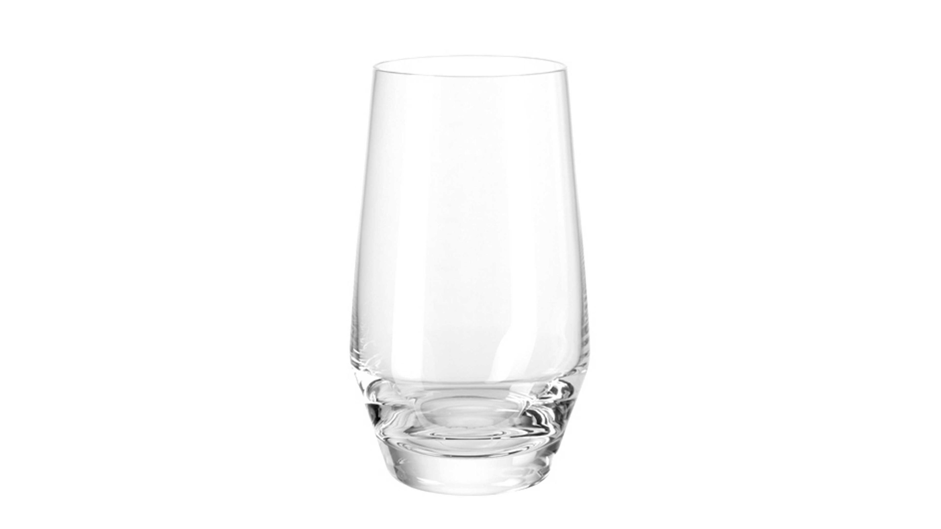Klares transparentes Longdrinkglas mit leicht konischer Form und dickem Boden